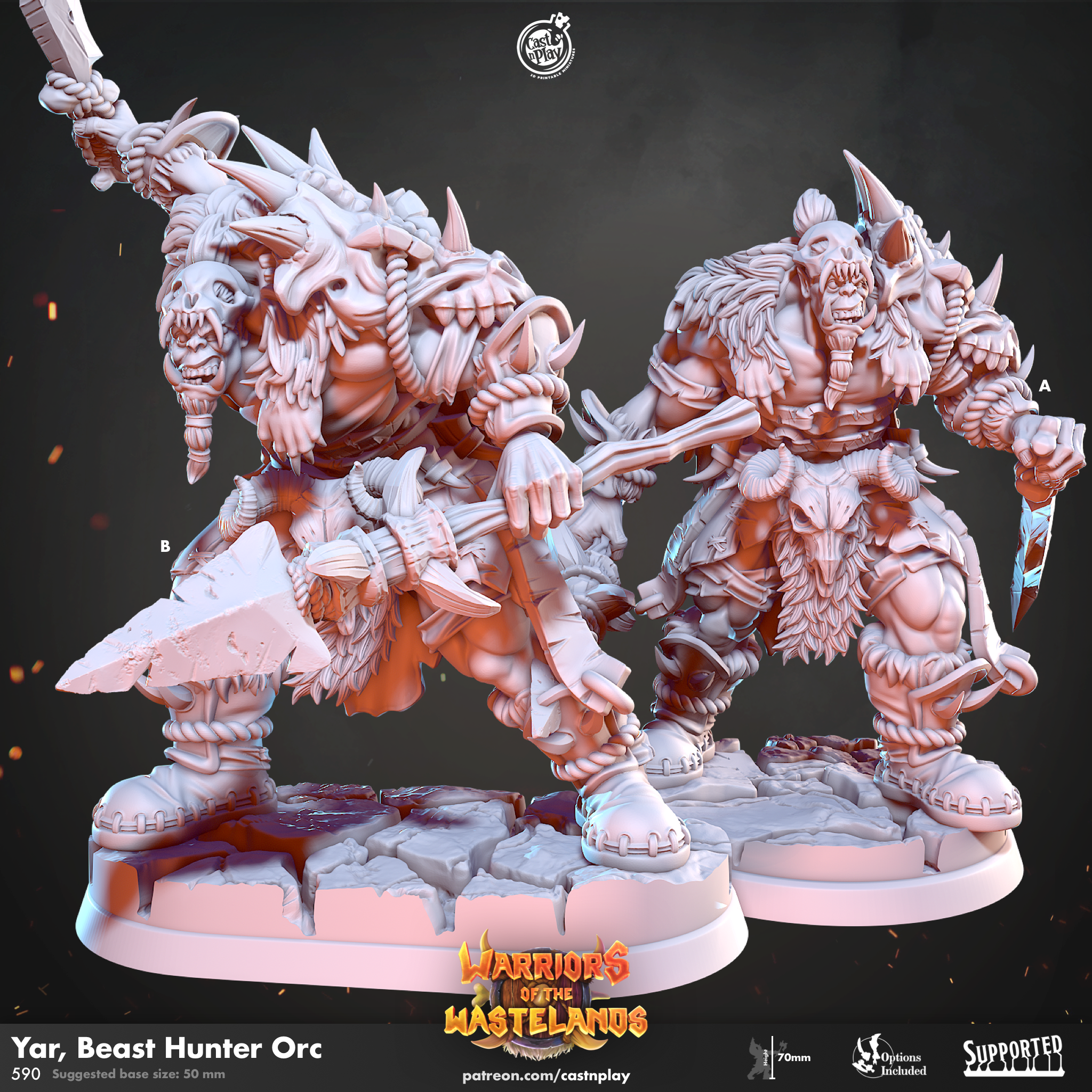 Yar, Beast Hunter Orc - Warriors of the Wastelands - Cast n Play