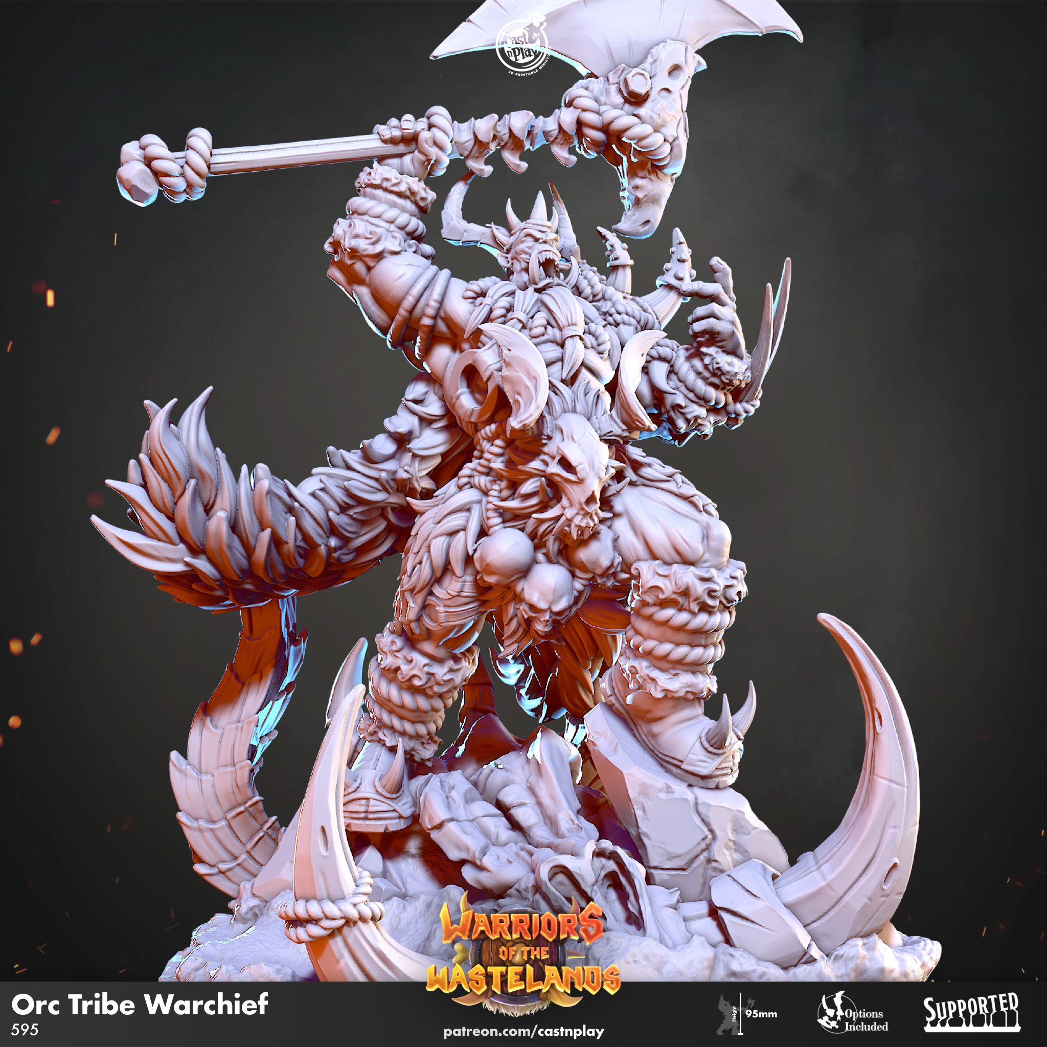 Chef de guerre de la tribu orque - de la série Warriors of the Wastelands de Cast n Play