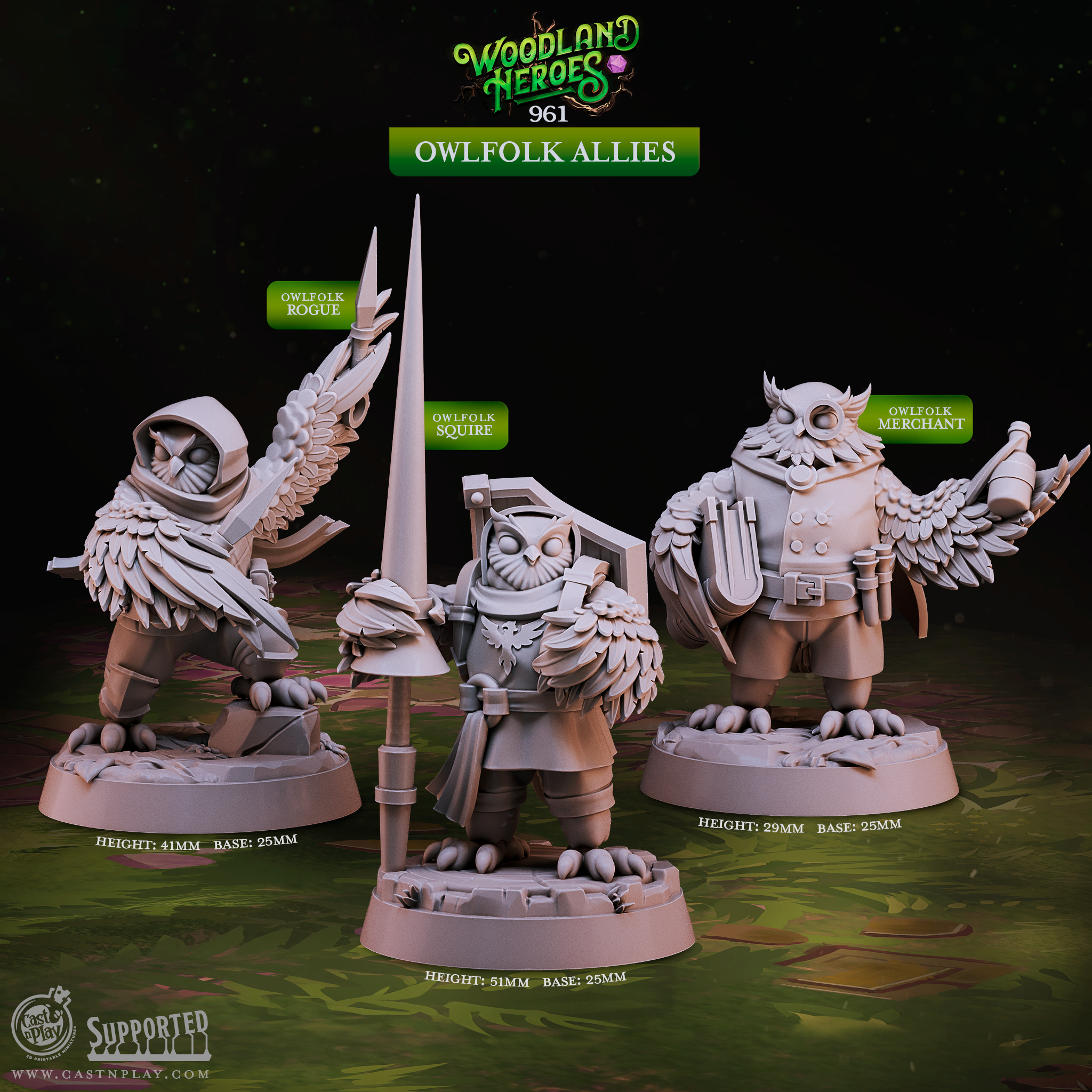 Owlfolk Allies - aus der Reihe Woodland Heroes von Cast n Play