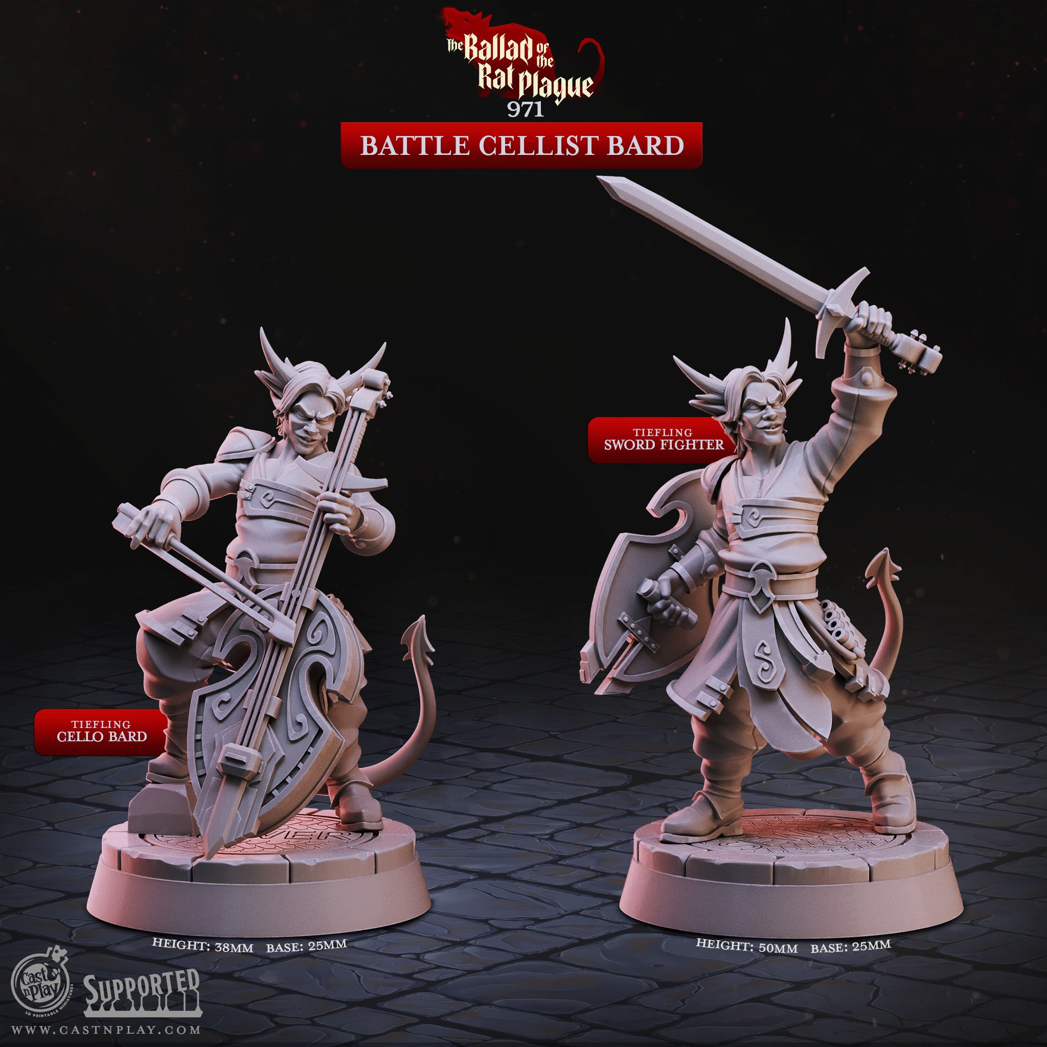 Barde violoncelliste de combat - de la série La Ballade de la peste des rats par Cast n Play