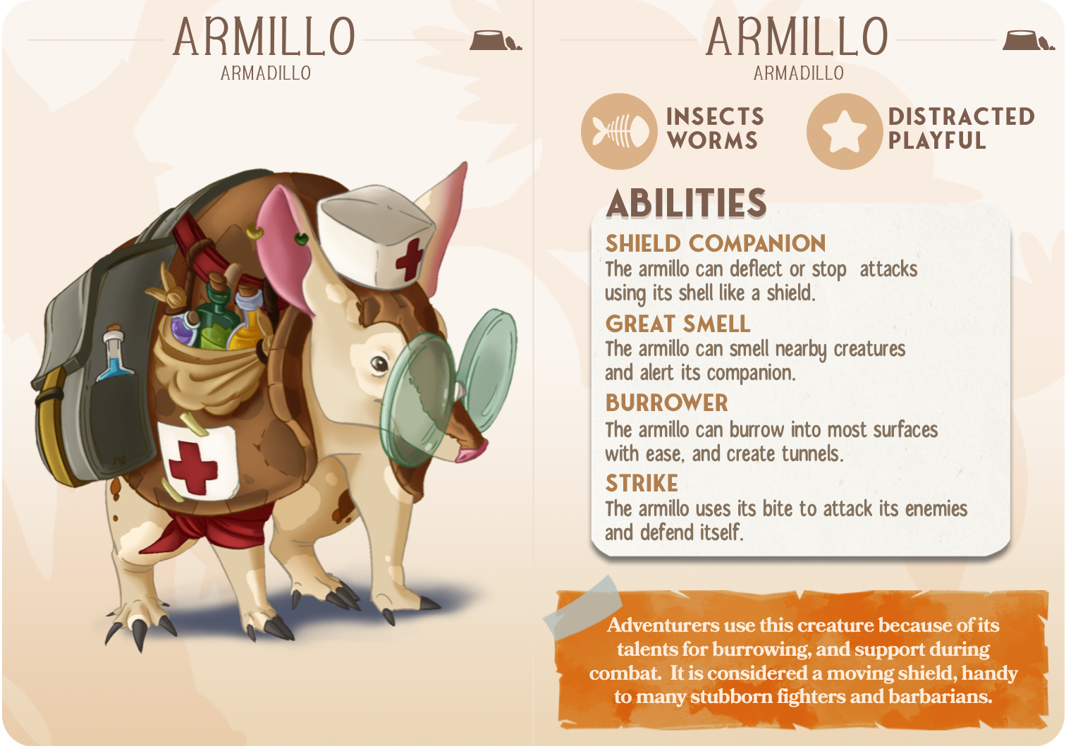 Armadillo - Burrowers - Armillo - Animal Companions by Cornelia - Cast n Play