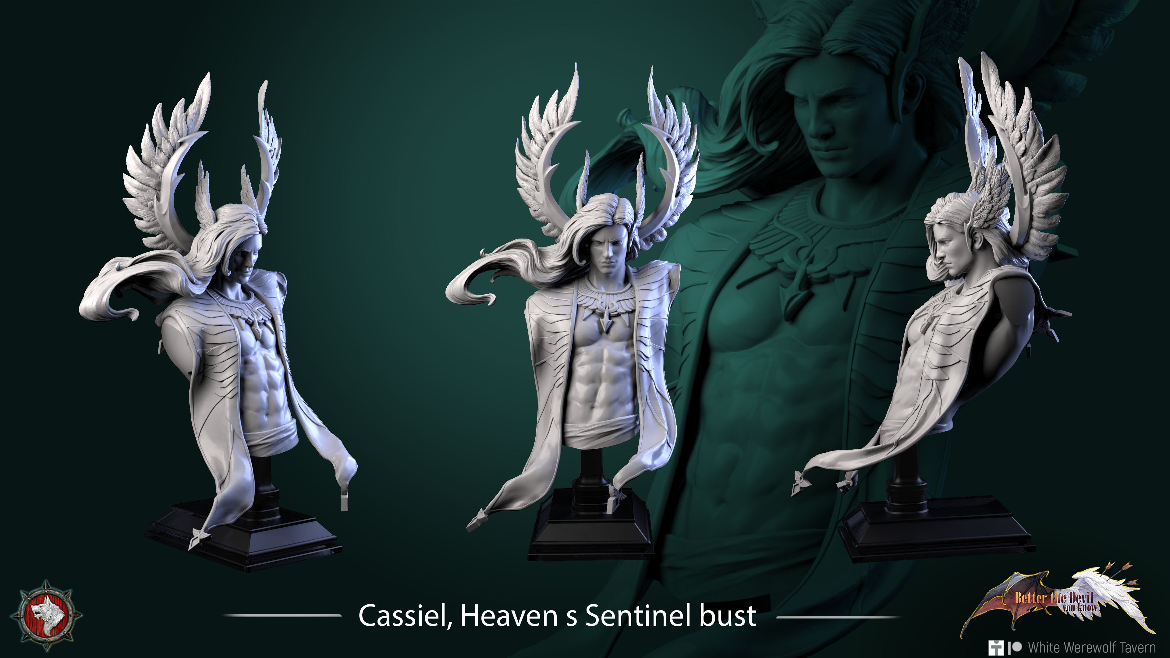 Cassiel, Heaven's Sentinel - Bust from the Better the Devil You Know series by White Werewolf Tavern