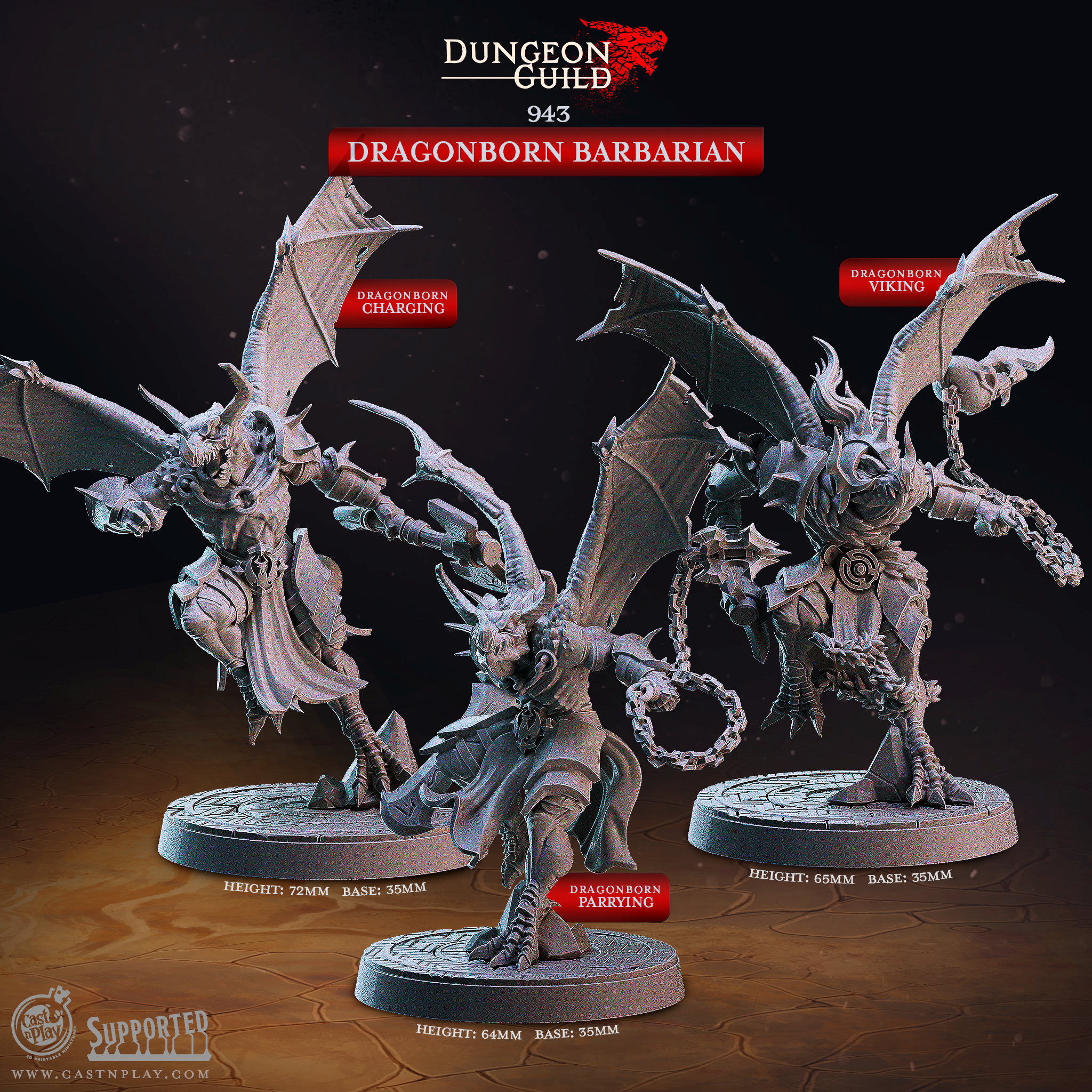 Dragonborn Barbarian - aus der Reihe Dungeon Guild von Cast n Play