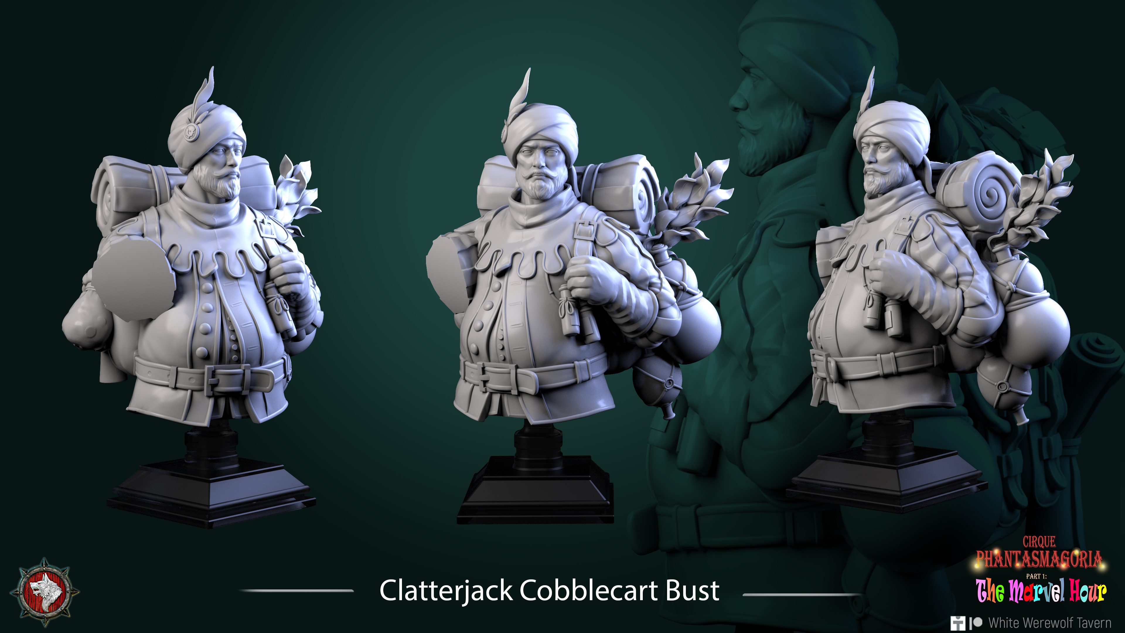 Clatterjack Cobblecart Bust mit Base - aus der Reihe Cirque Phantasmagoria 1 - White Werewolf Tavern
