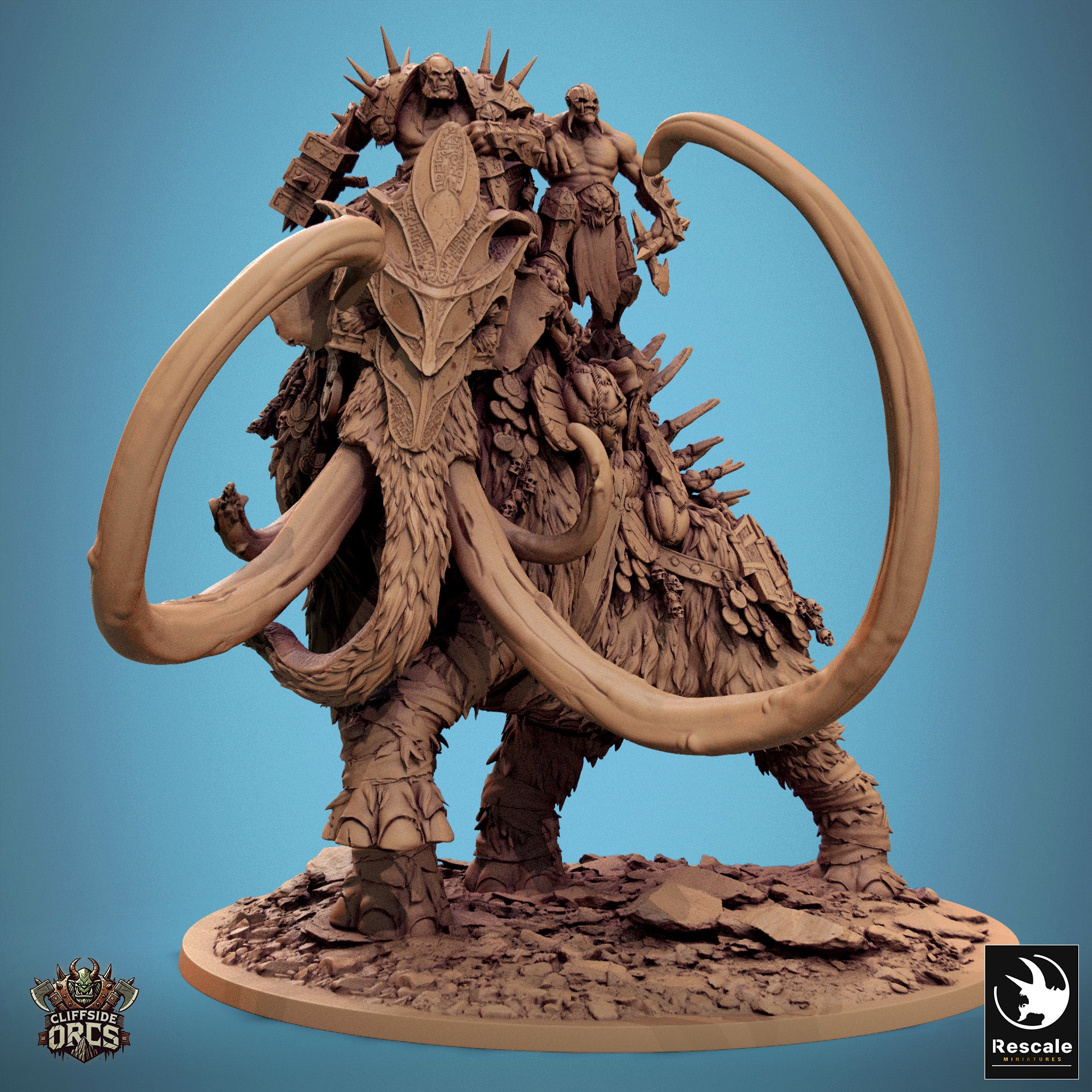 Giant Mammoth Mounted - aus der Reihe Cliffside Orcs von Rescale Miniatures
