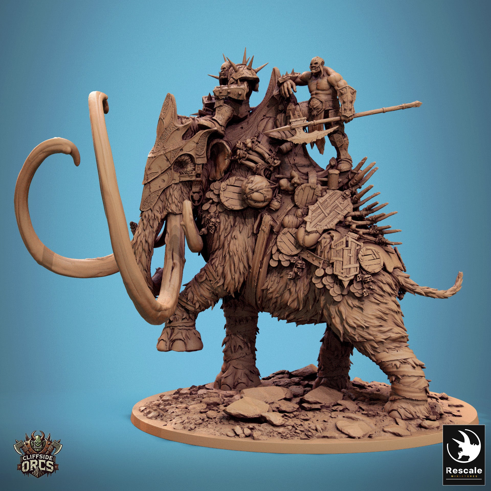 Giant Mammoth Mounted - aus der Reihe Cliffside Orcs von Rescale Miniatures