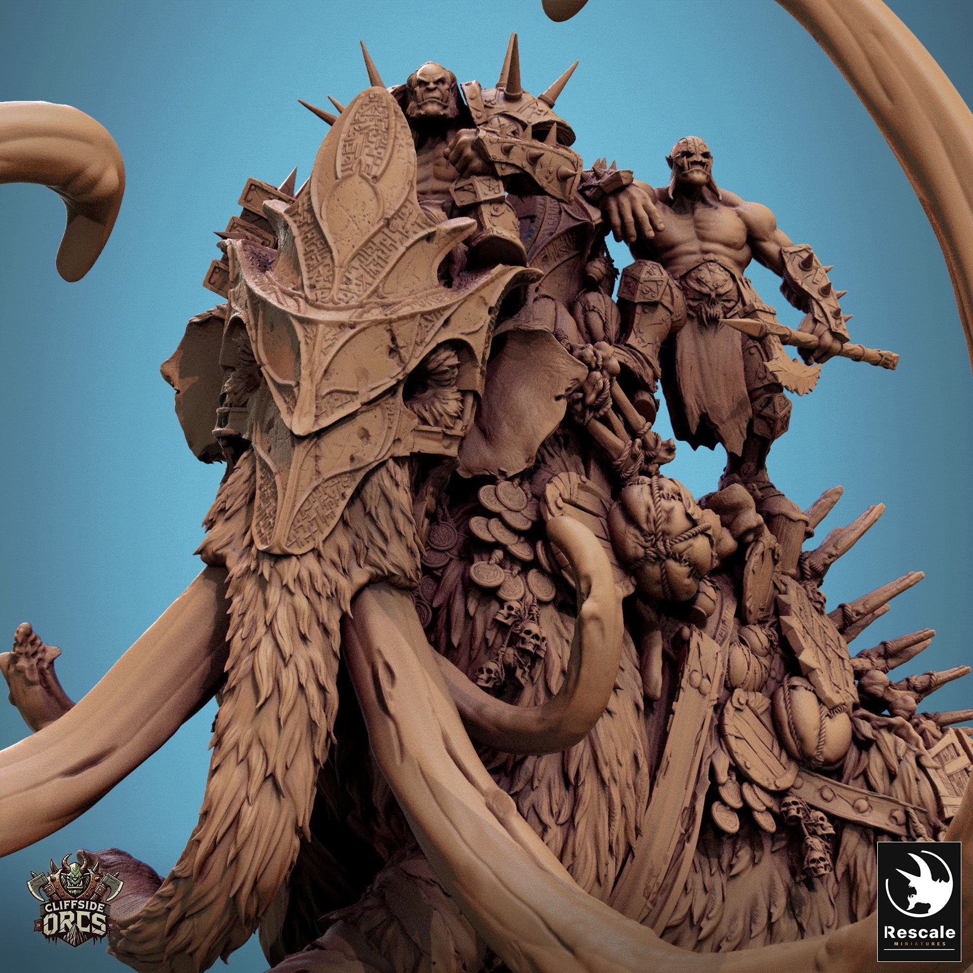 Giant Mammoth Mounted - aus der Reihe Cliffside Orcs von Rescale Miniatures