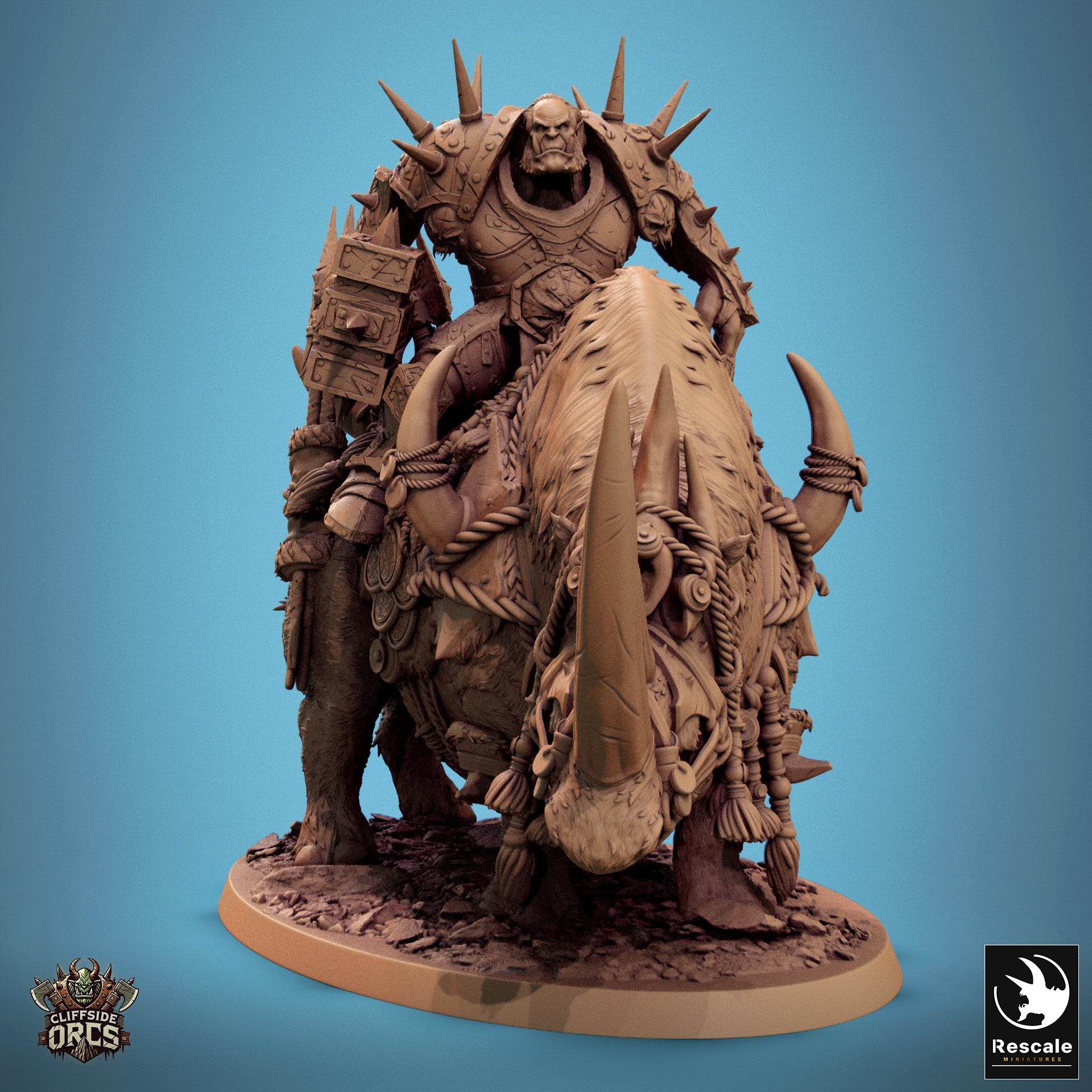 Rhino Mounted Stand - aus der Reihe Cliffside Orcs von Rescale Miniatures
