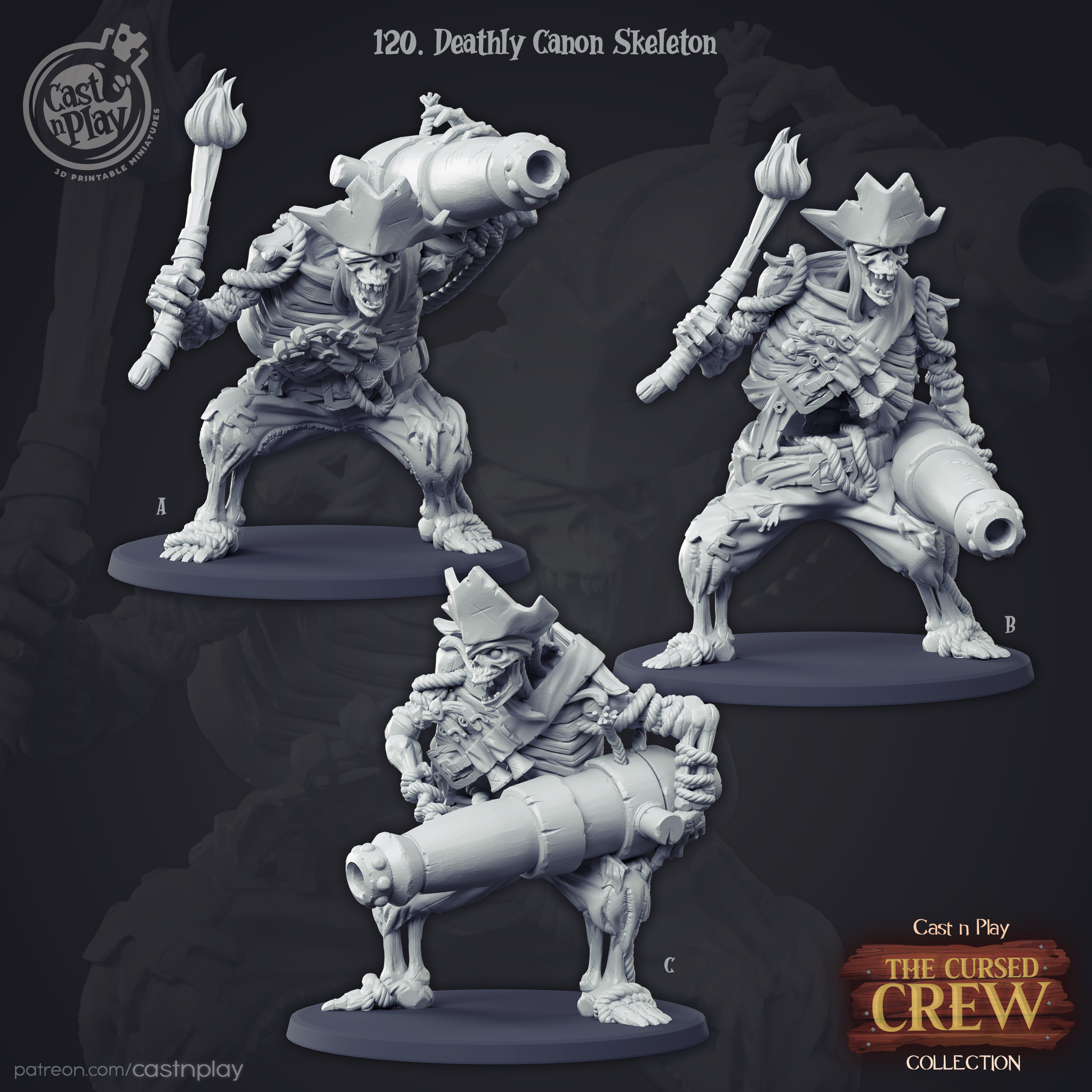 Squelette de canon mortel - de la série The Cursed Crew de Cast n Play