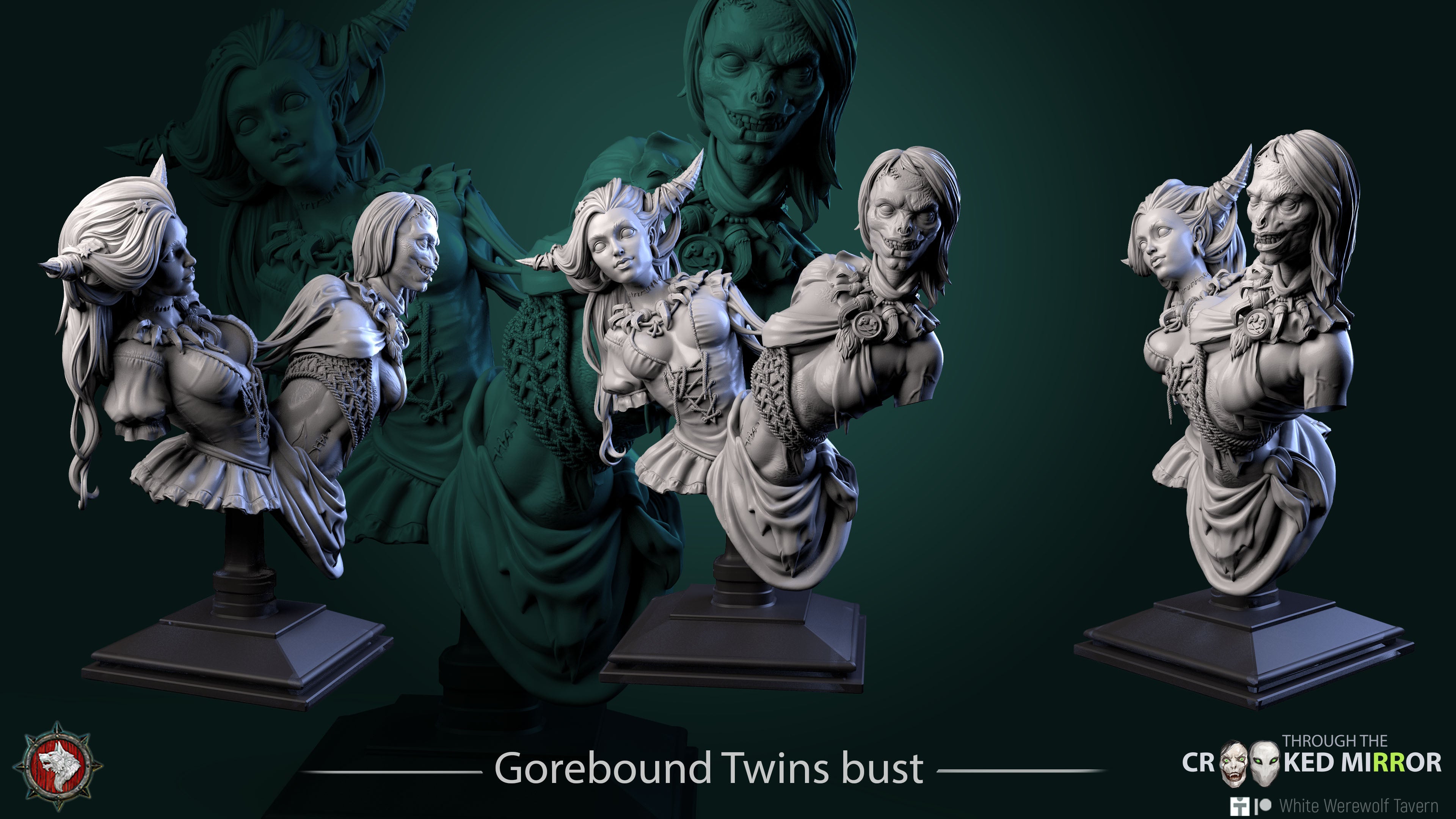 Gorebound Twins - Bust aus der Reihe Through the Crooked Mirror von White Werewolf Tavern