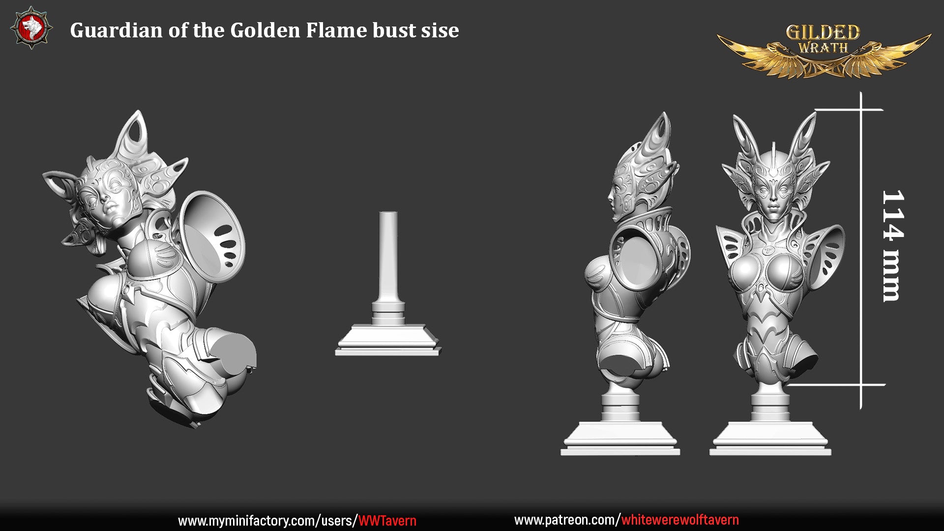 Guardian of the Golden Flame Bust mit Base - aus der Reihe Gilded Wrath - White Werewolf Tavern