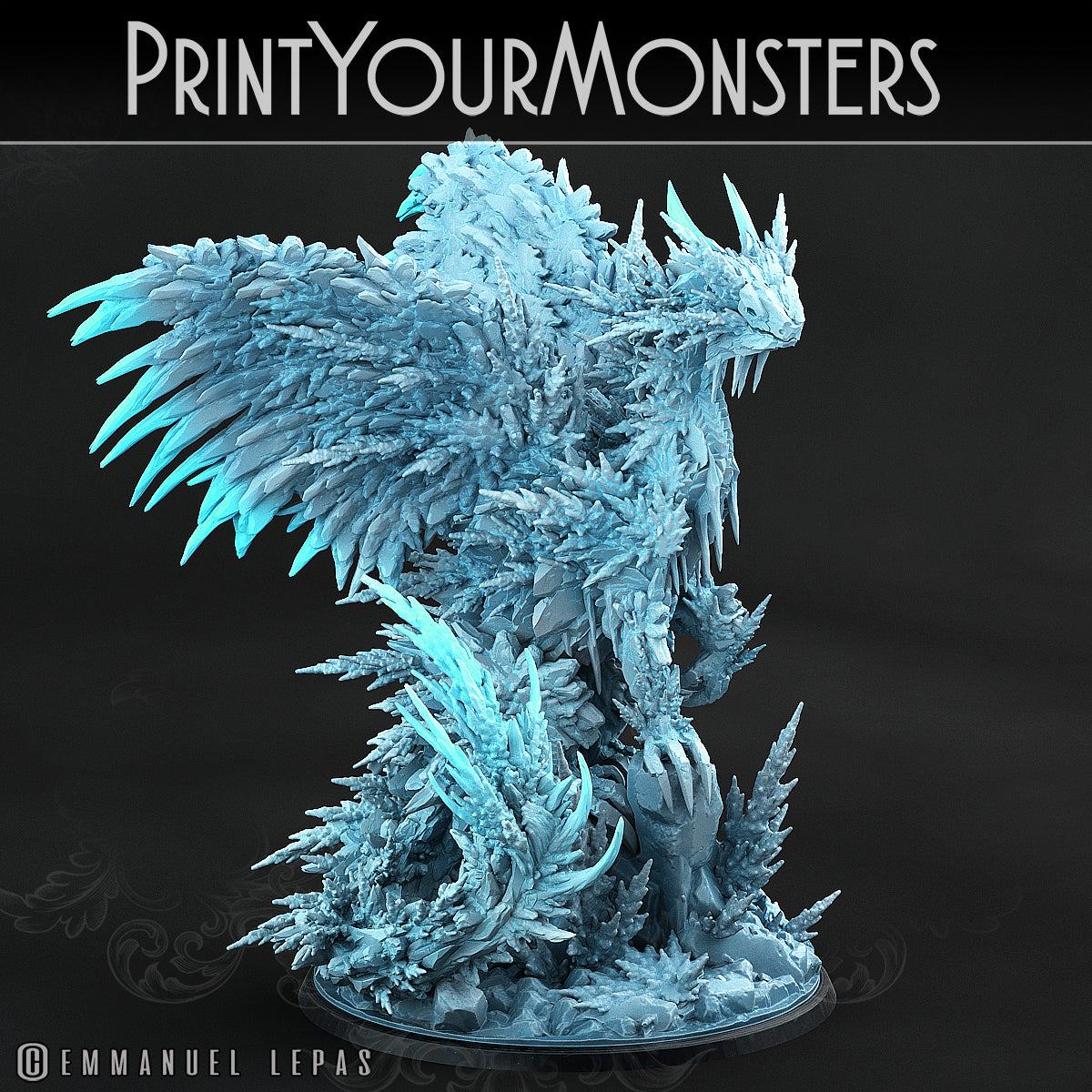 Ice Hoarfrost Dragon - aus der Reihe Frost Pack von Print Your Monsters
