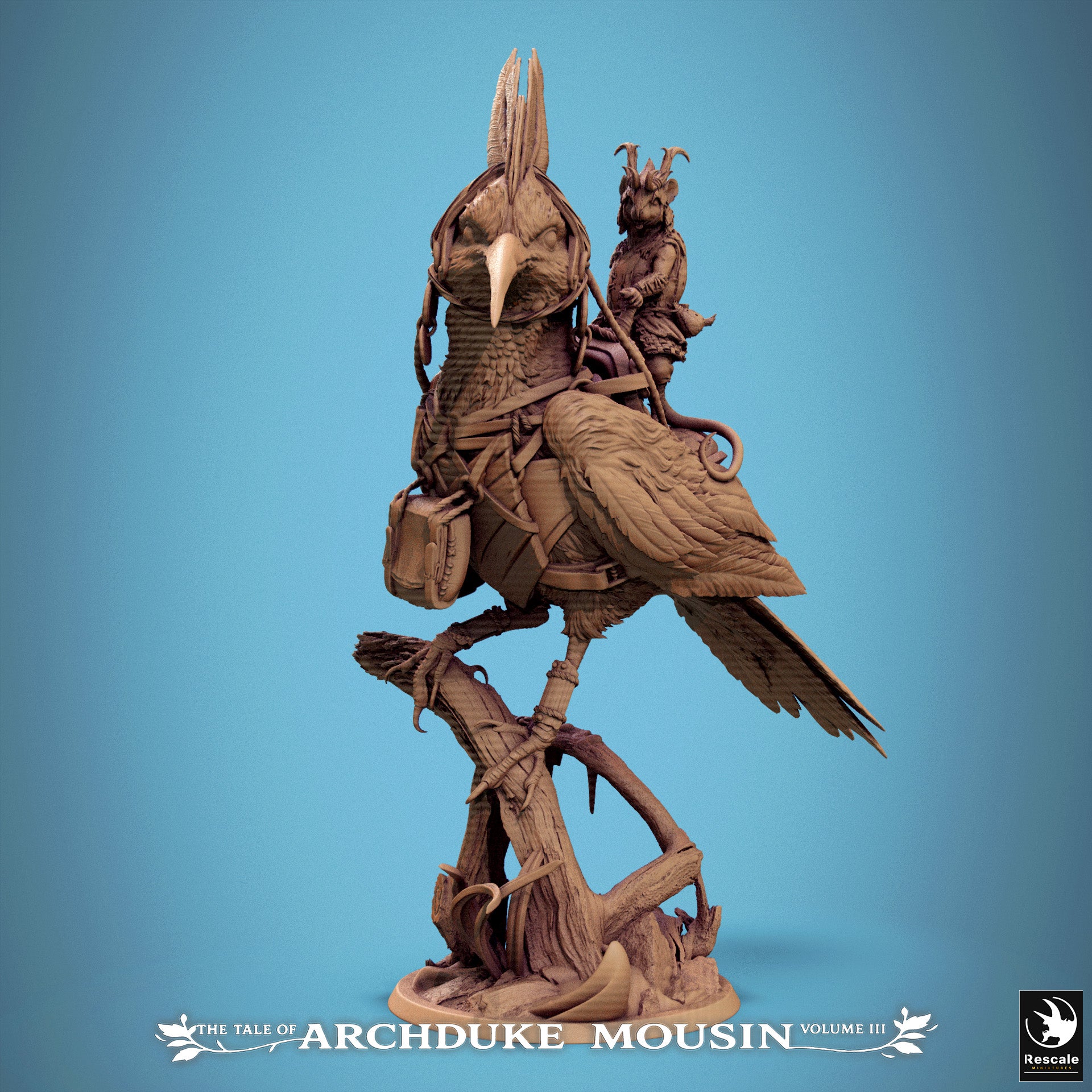 Mouse on Hoopoe Stand - Tales of Archduke Mousin III - Rescale Miniatures