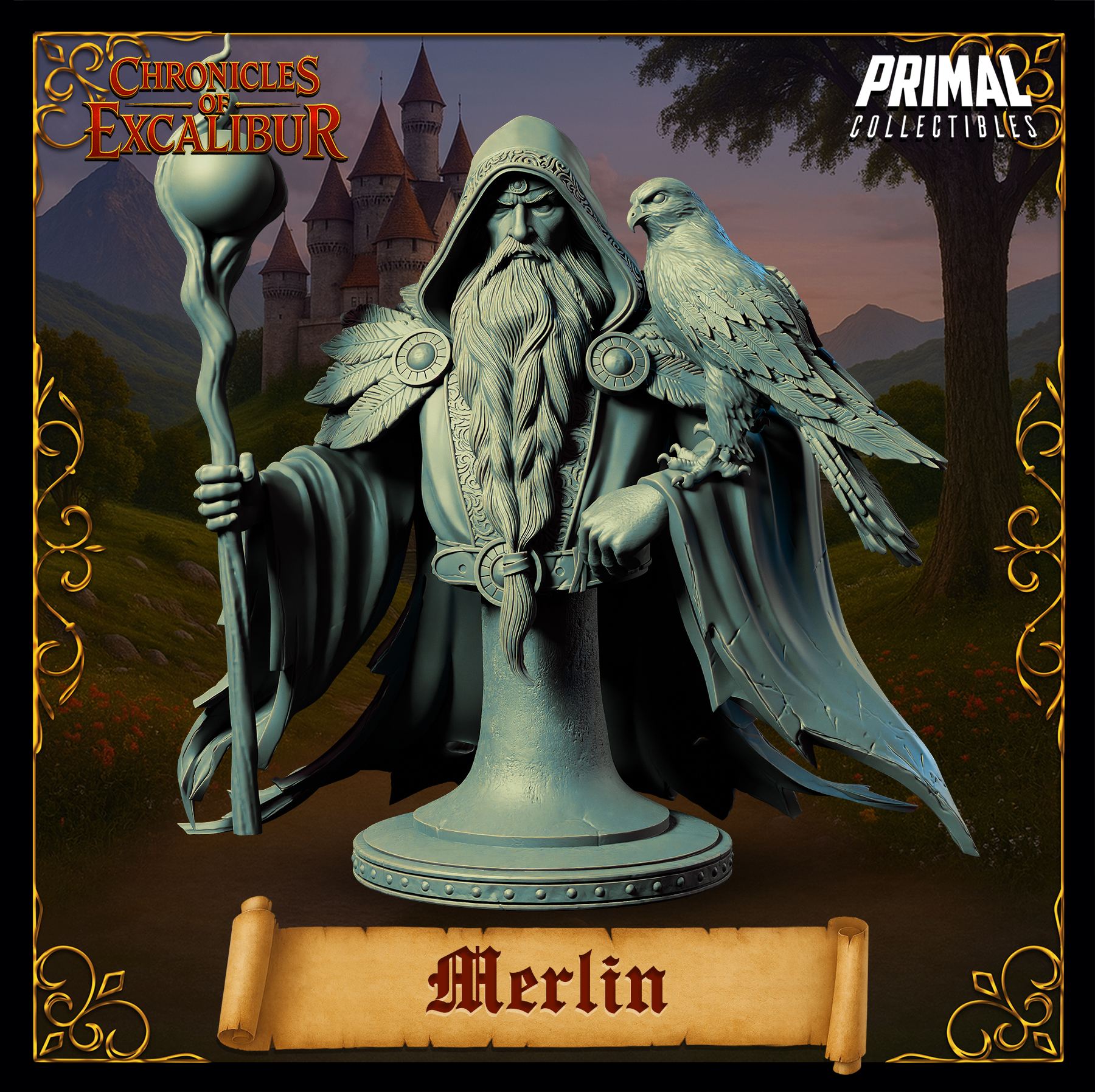 Merlin- Bust aus der Reihe Chronicles of Excalibur von Primal Collectibles