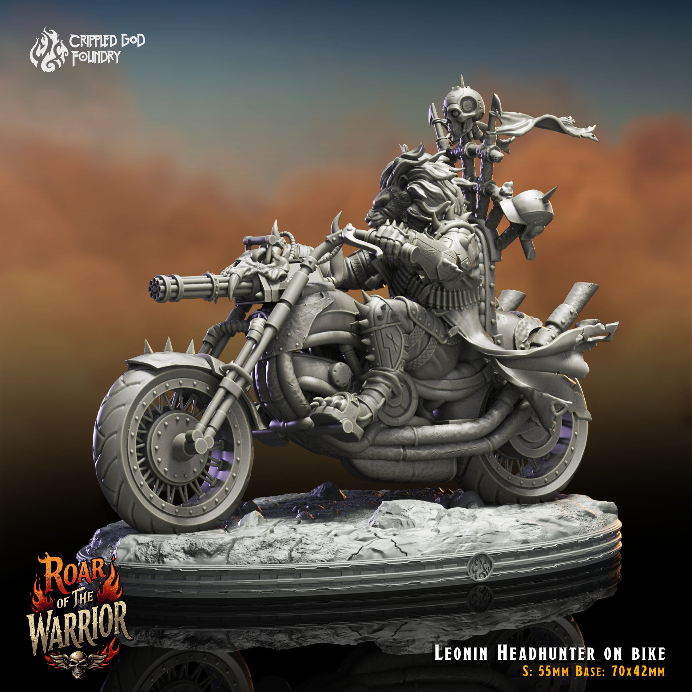 Leonin Head Hunter on Bike - aus der Reihe Roar of the Warrior von Crippled God Foundry