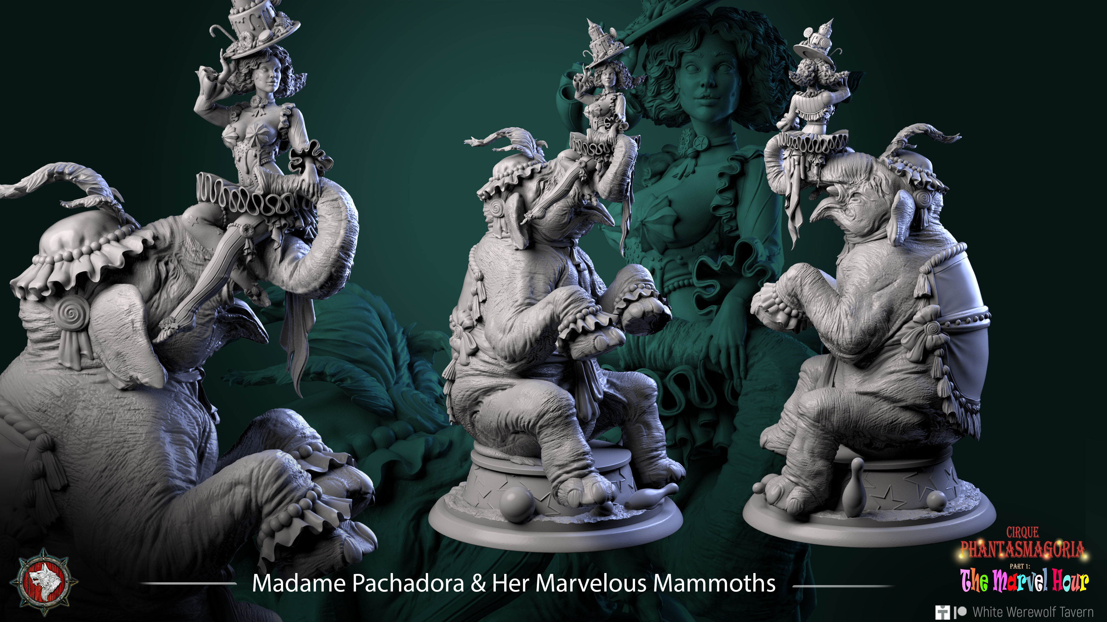 Madame Pachadora & Her Marvelous Mammoths - from the Cirque Phantasmagoria 1 series by White Werewolf Tavern