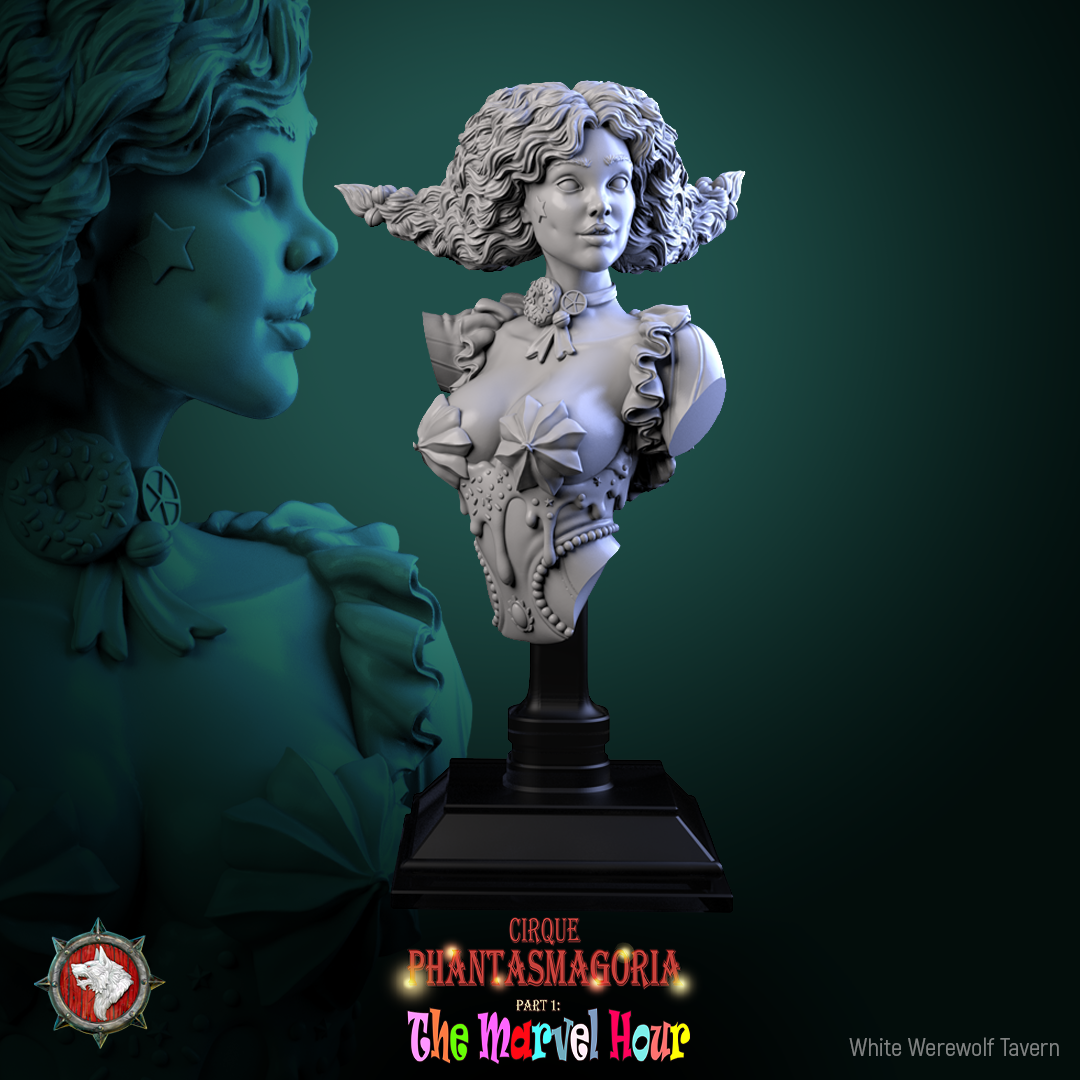 Madame Pachadora Bust with Base - from the series Cirque Phantasmagoria 1 - White Werewolf Tavern