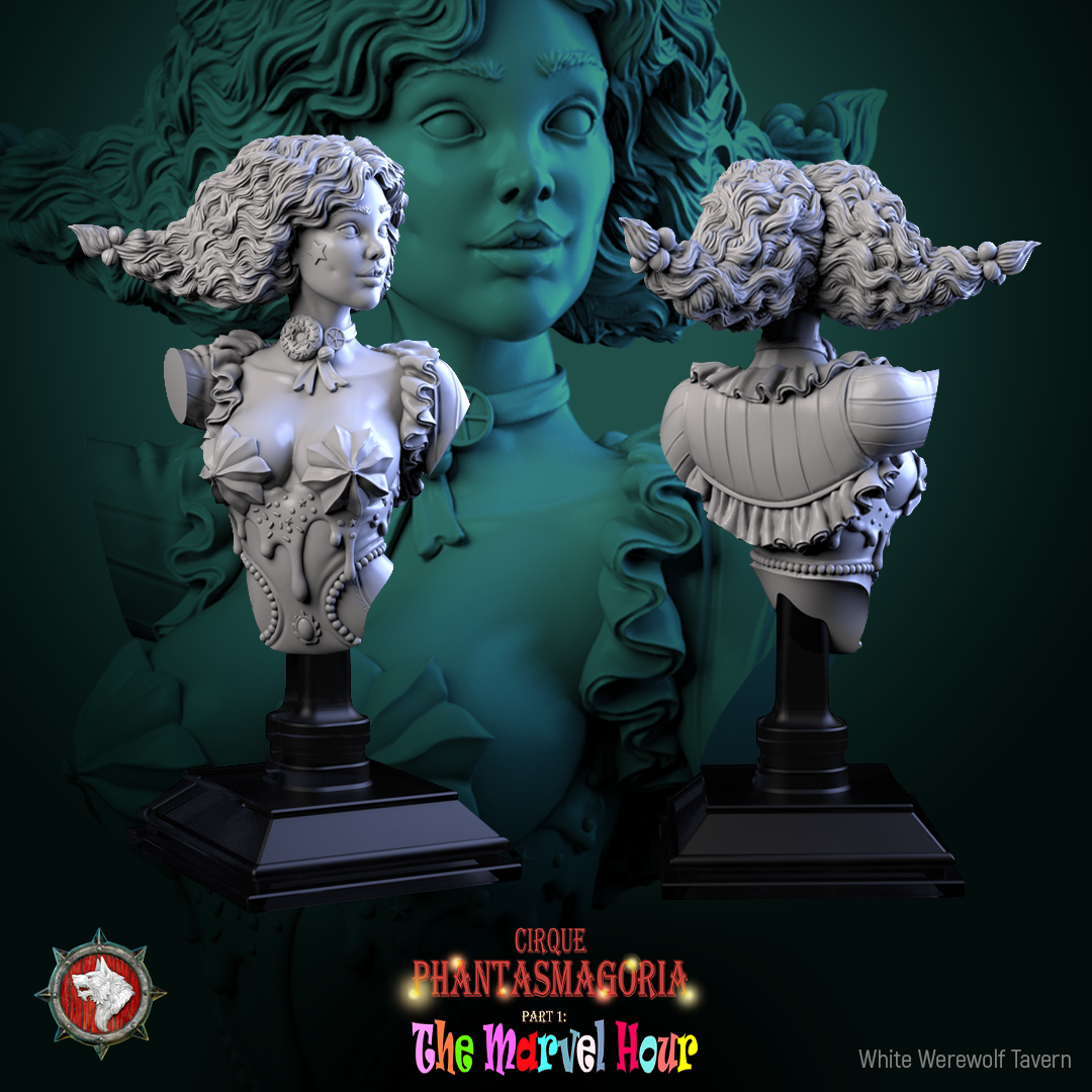 Madame Pachadora Bust with Base - from the series Cirque Phantasmagoria 1 - White Werewolf Tavern