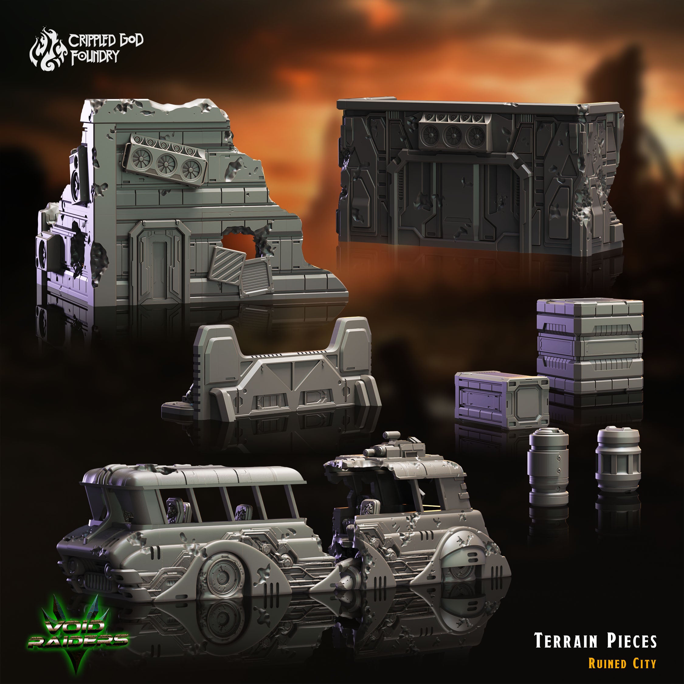 Ruined City Terrain Pieces - aus der Reihe Void Raiders von Crippled God Foundry