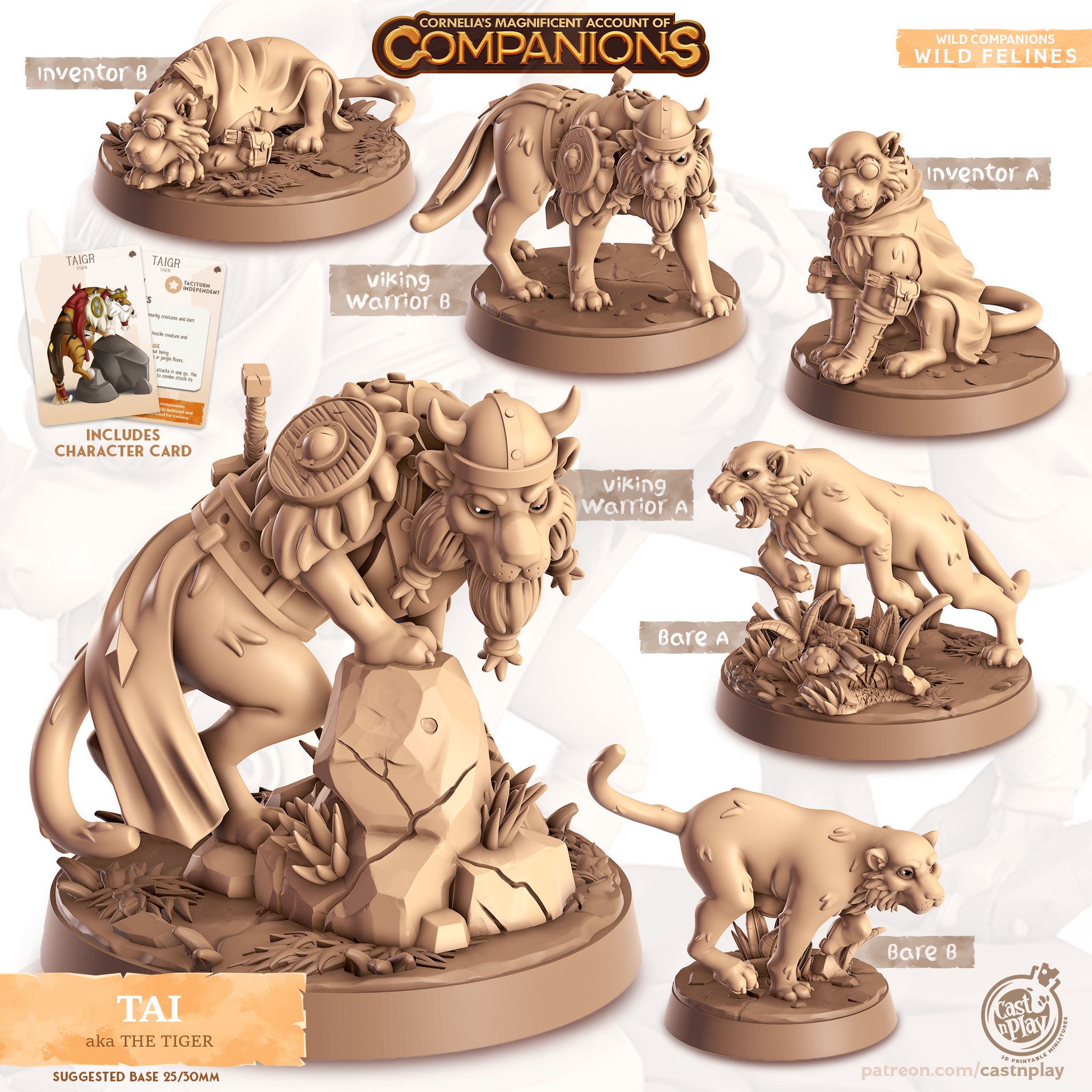 Tiger - Wild Felines - Tai - Animal Companions by Cornelia - Cast n Play