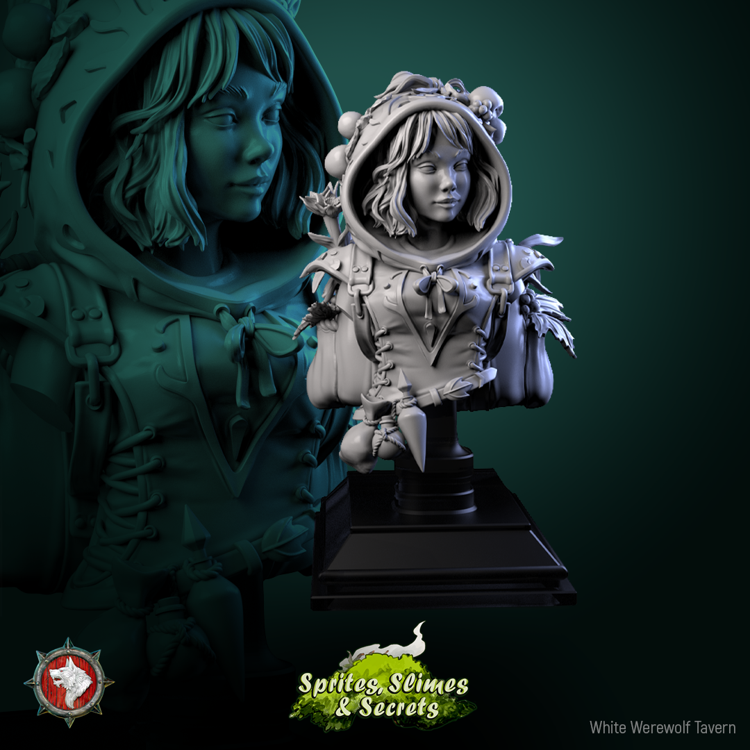 Thimblefolk Bust mit Base - aus der Reihe Sprites Slimes& Secrets- White Werewolf Tavern