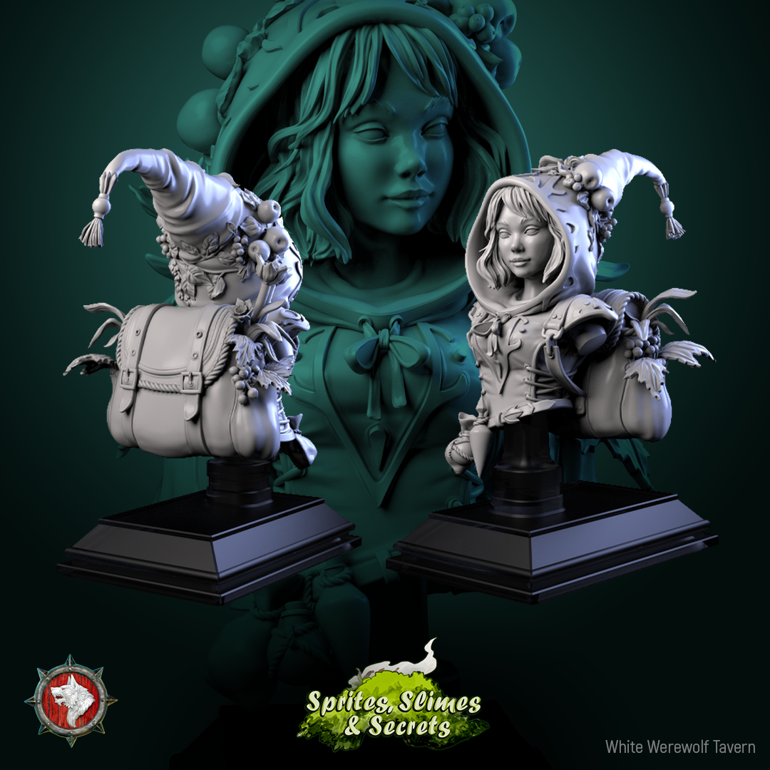 Thimblefolk Bust mit Base - aus der Reihe Sprites Slimes& Secrets- White Werewolf Tavern