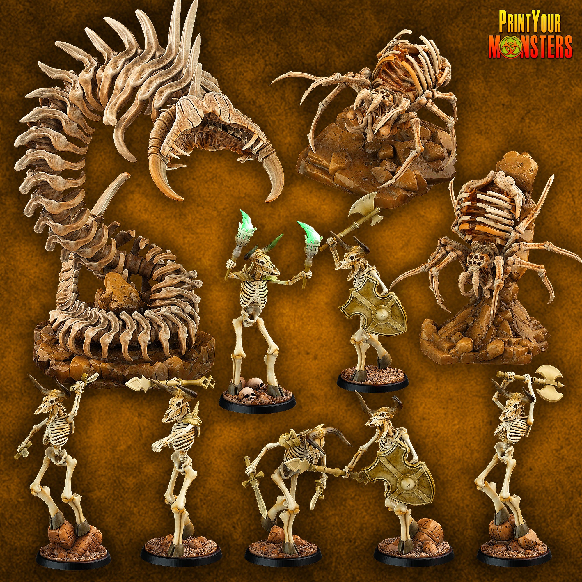 Skeleton Minotaurs - aus der Reihe Ancient Bones Pack von Print Your Monsters