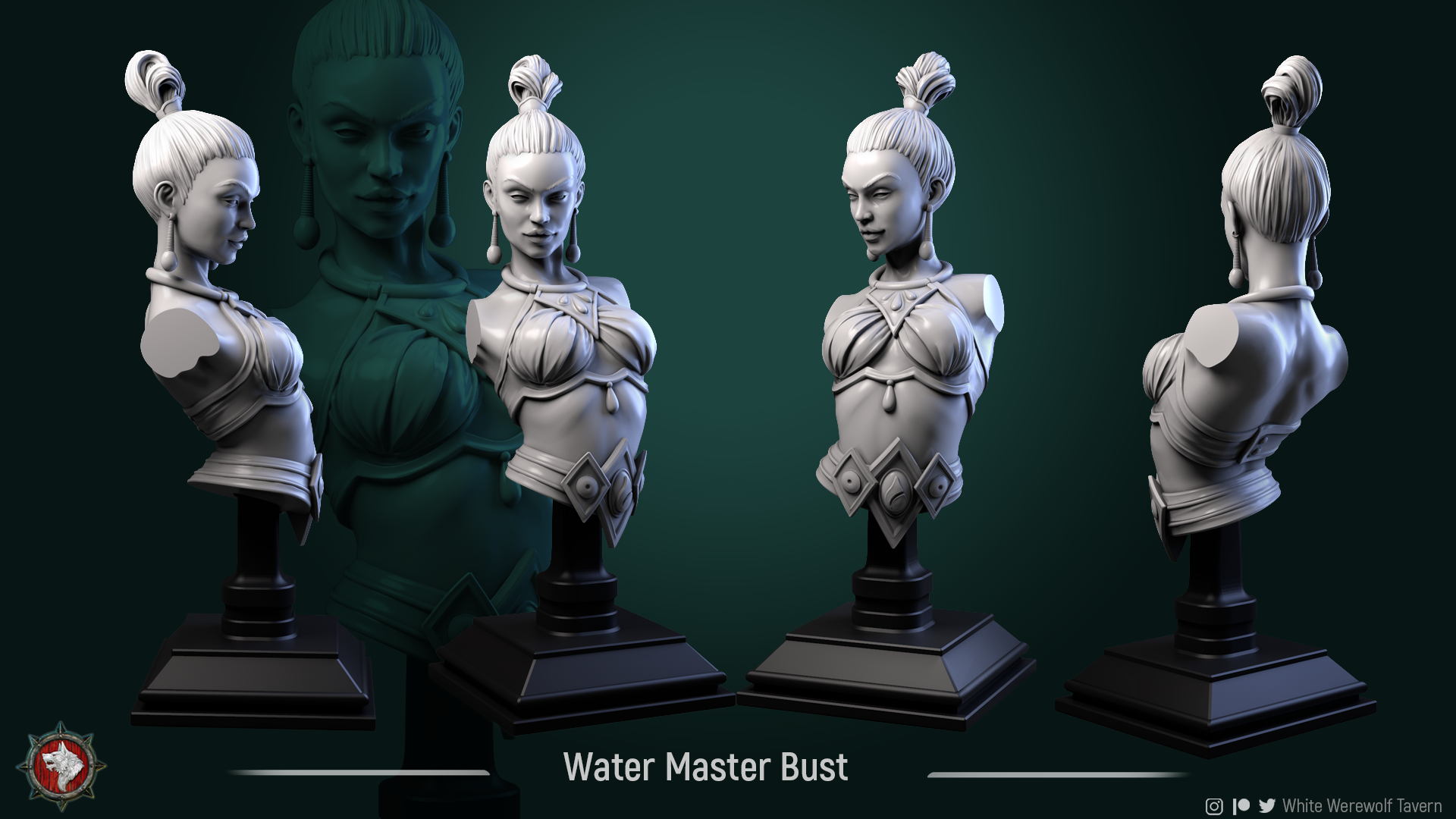 Water Master - Bust aus der Reihe 4 Elements von White Werewolf Tavern
