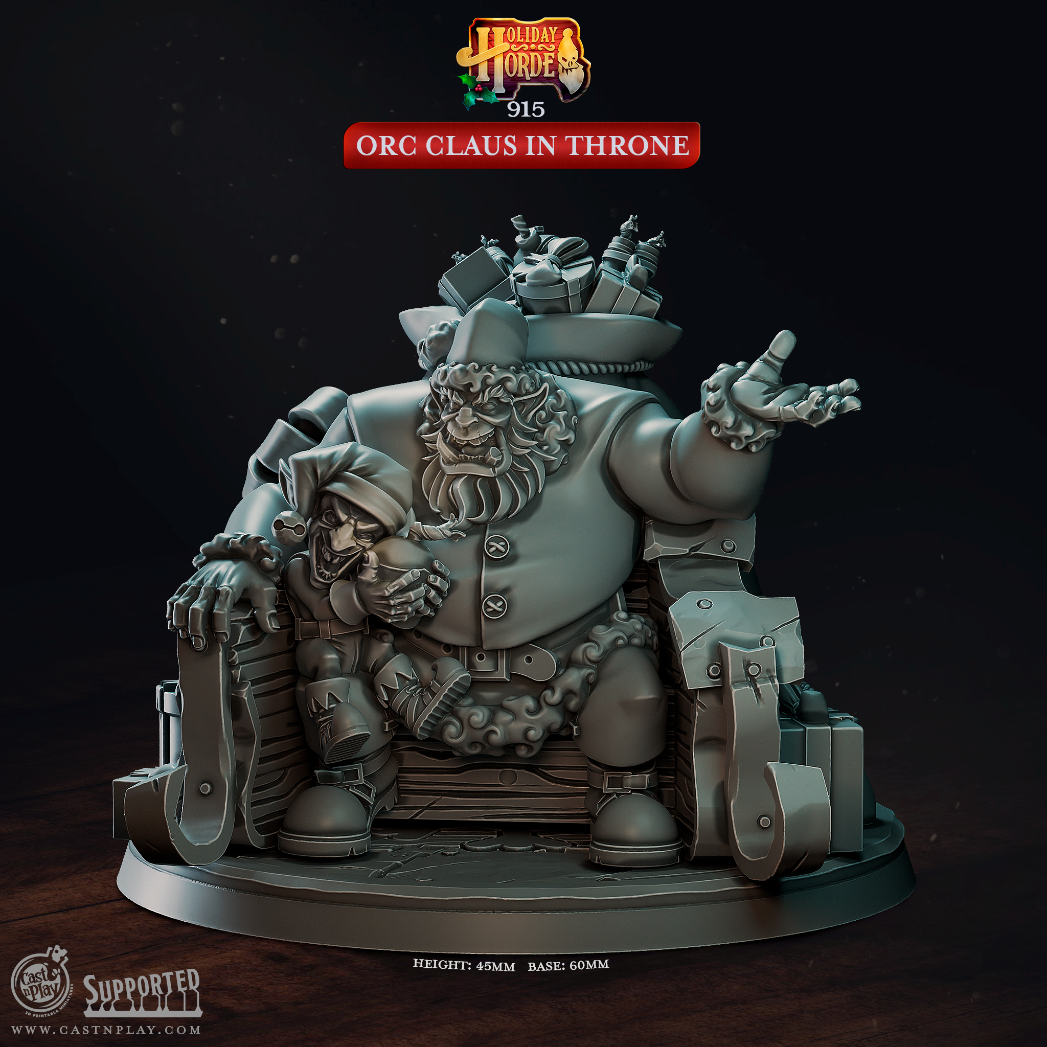 Orc Claus sur un trône - de la série Holiday Horde de Cast n Play
