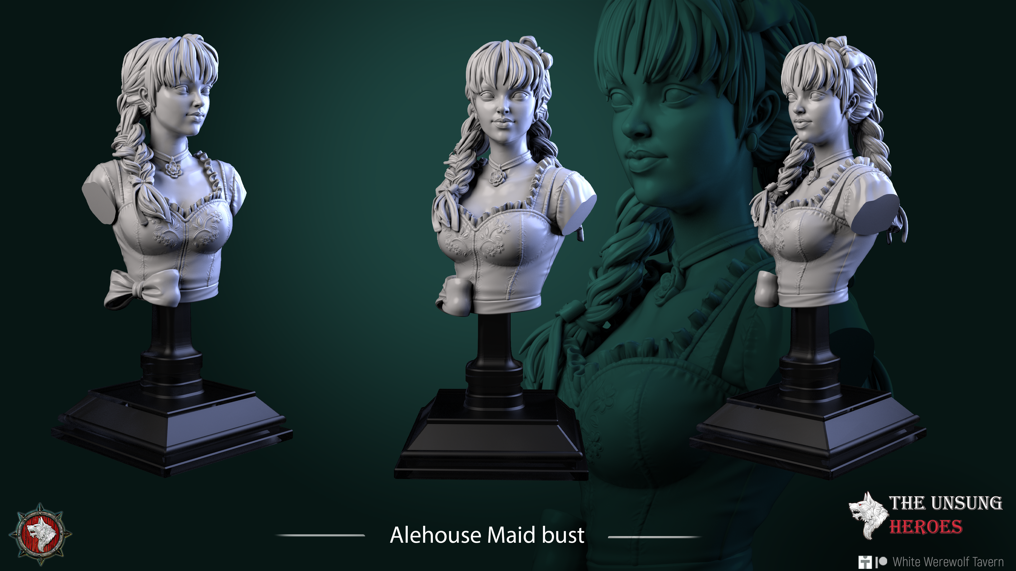 Madame Pachadora Bust with Base - from the series Cirque Phantasmagoria 1 - White Werewolf Tavern