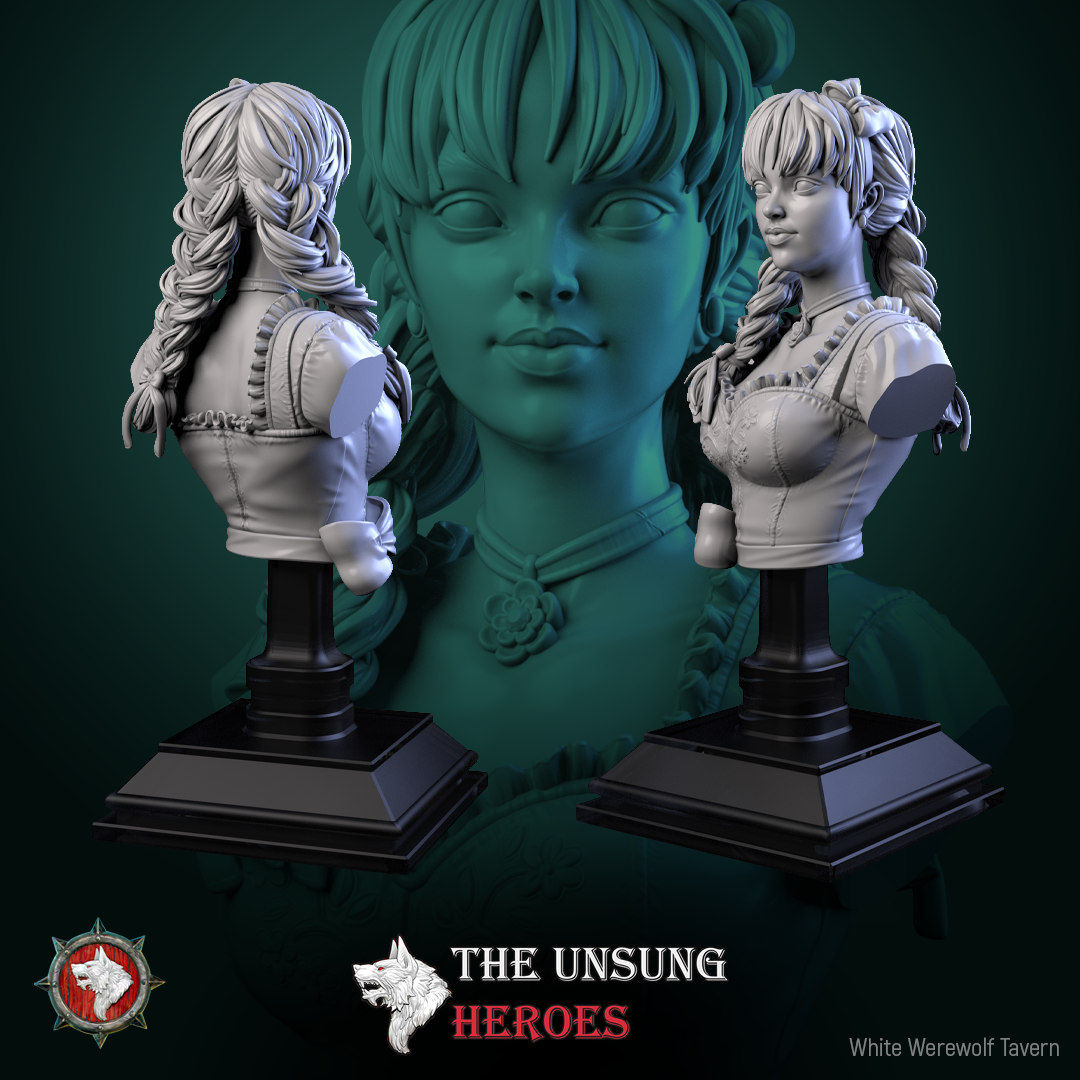 Madame Pachadora Bust with Base - from the series Cirque Phantasmagoria 1 - White Werewolf Tavern