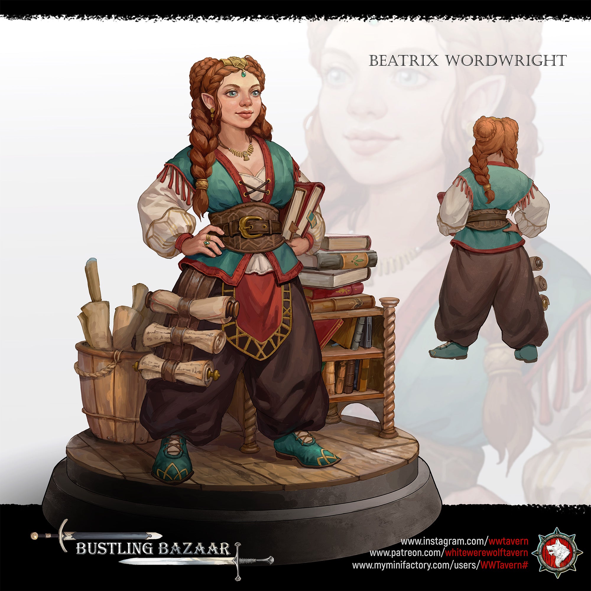 Beatrix Wordwright - Bust aus der Reihe Bustling Bazaar von White Werewolf Tavern