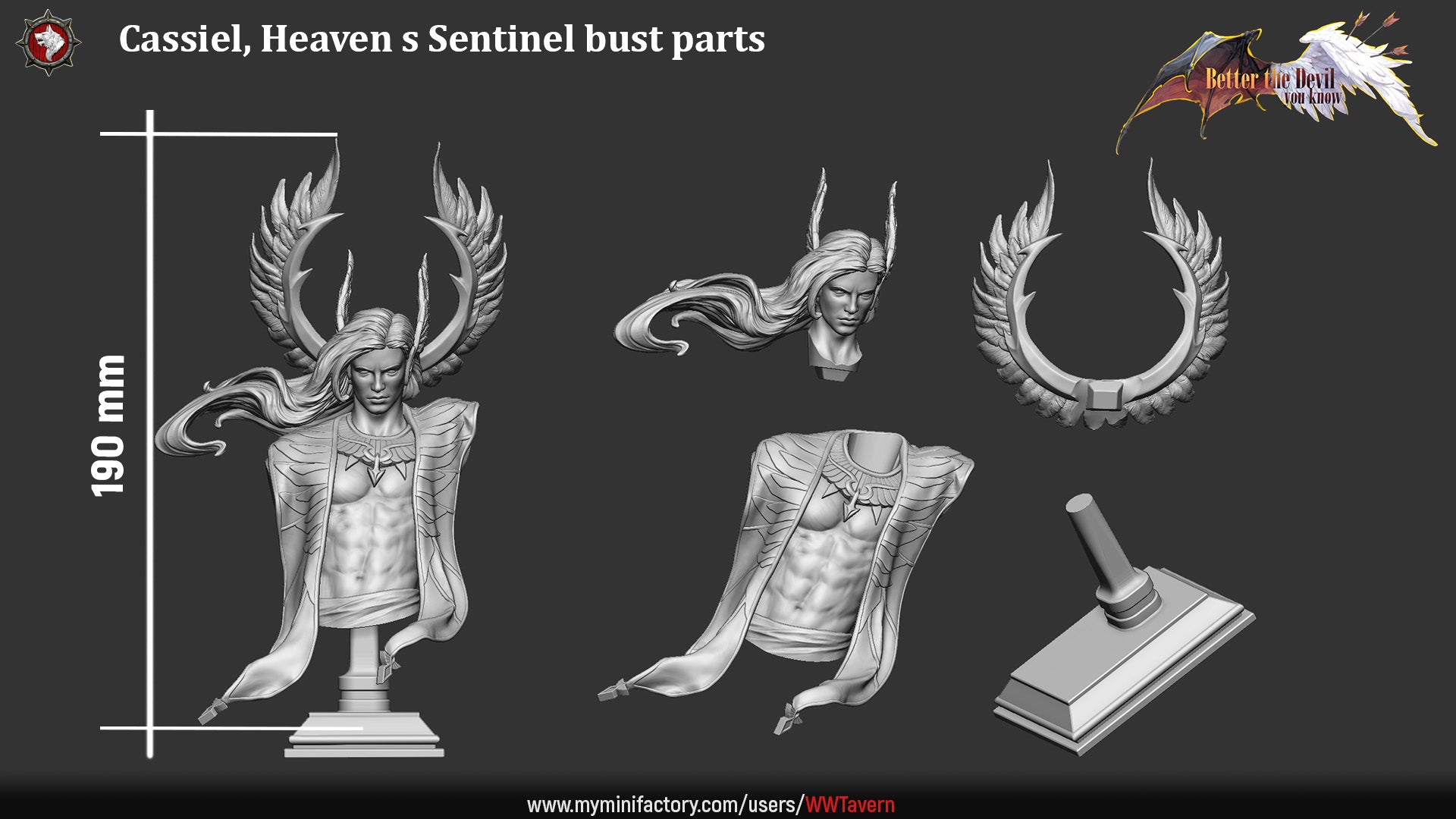 Cassiel, Heaven's Sentinel - Bust from the Better the Devil You Know series by White Werewolf Tavern