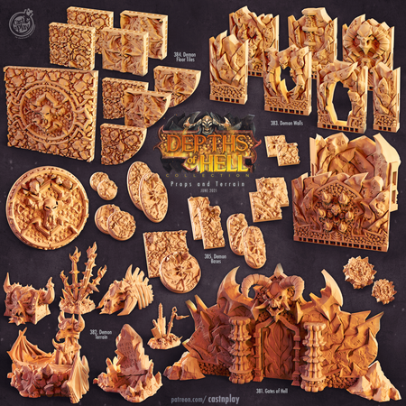 various detailed and intricate sculptures and figurines, likely representing characters or scenes from a video game or other digital media. The sculptures appear to be crafted from a light-colored material, possibly wood or clay, and are arranged in a visually appealing manner. The image does not contain any text, and the descriptions provided are limited to the visual content of the sculptures.