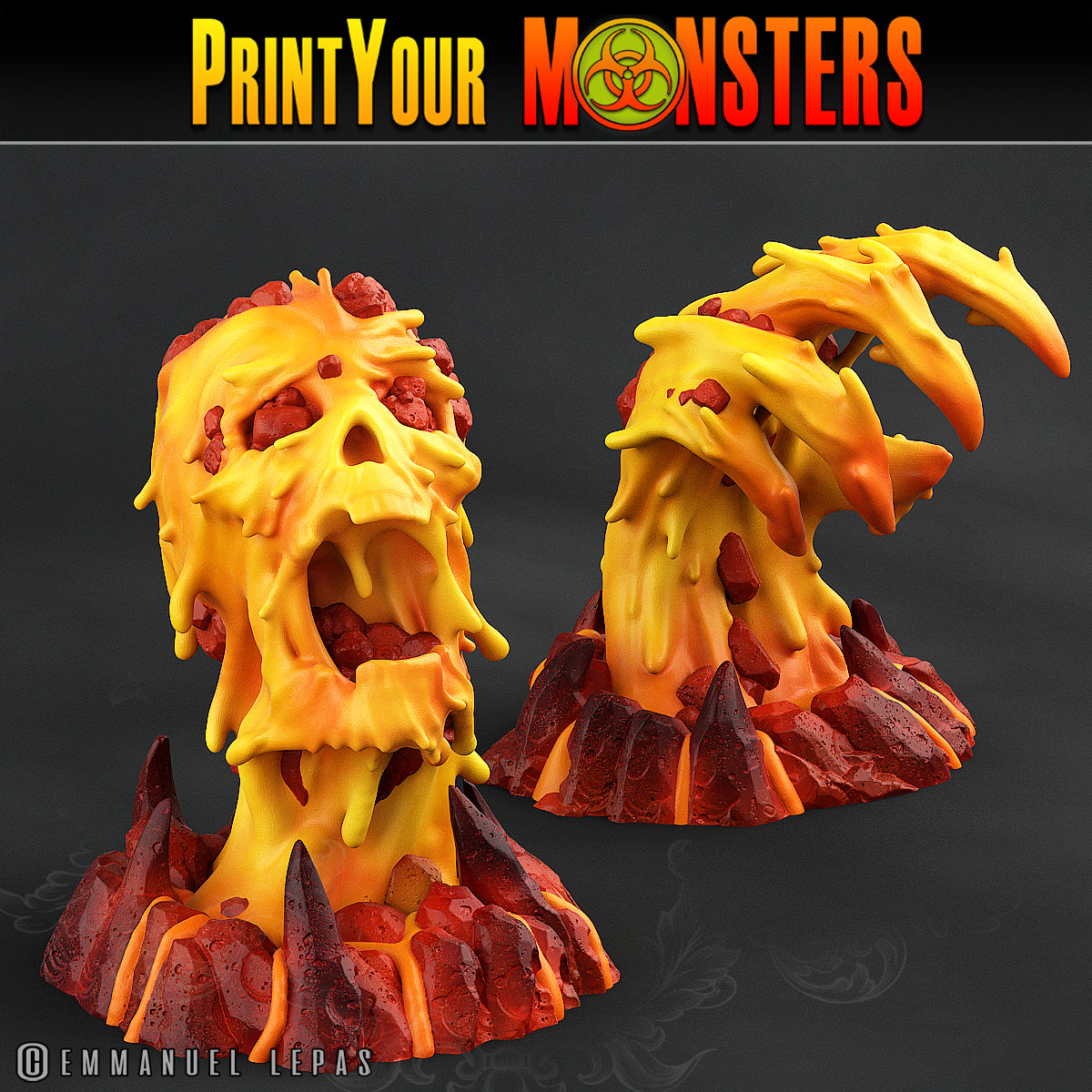 Infernal Magma Skull & Hand - Magma Pack - Print Your Monsters
