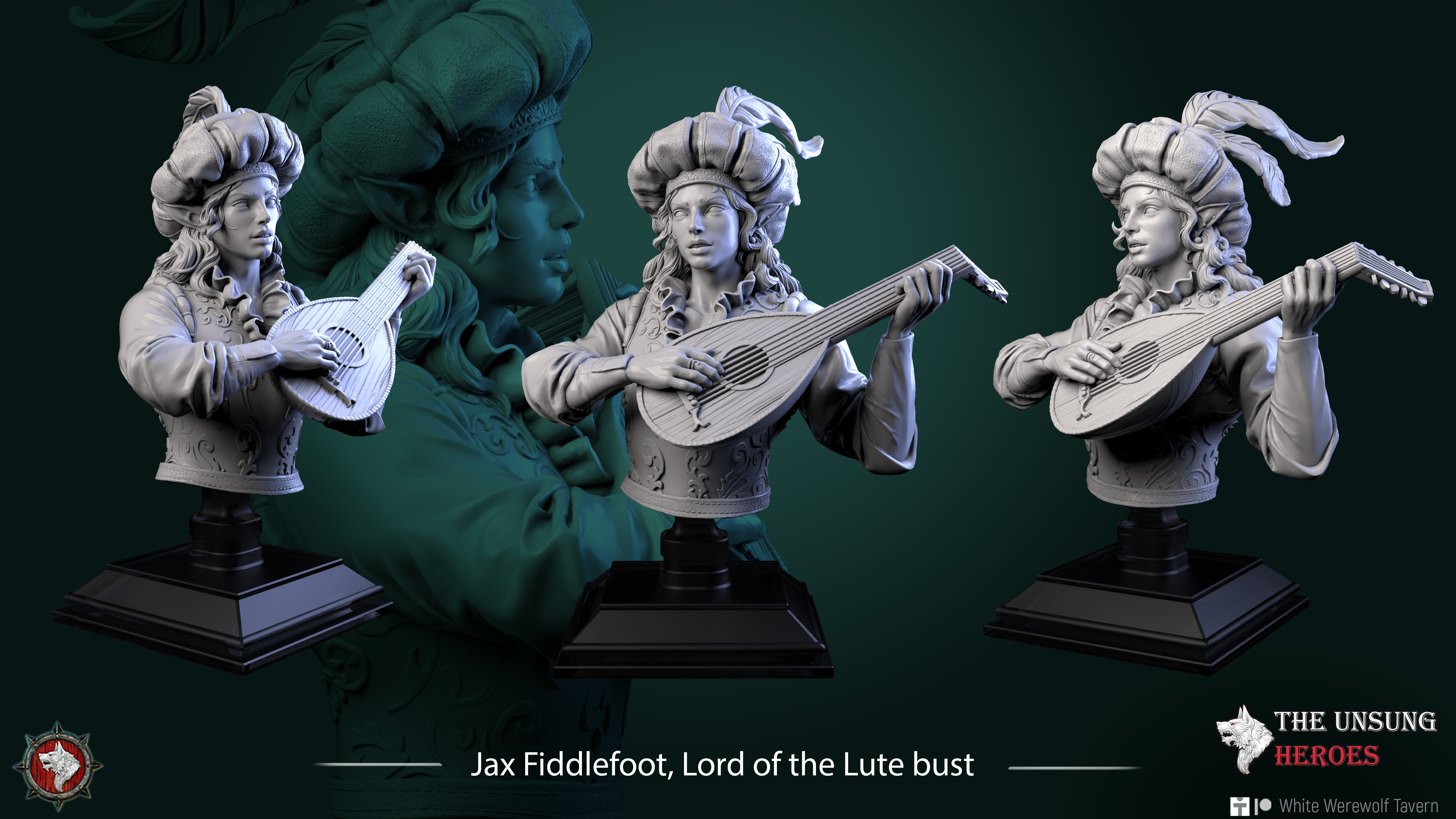 Madame Pachadora Bust with Base - from the series Cirque Phantasmagoria 1 - White Werewolf Tavern