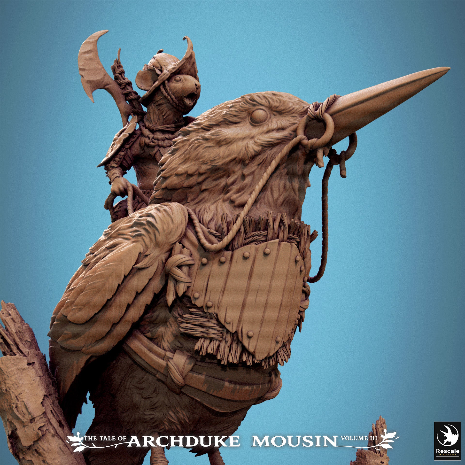 Mouse on Kingfisher Stand - Tales of Archduke Mousin III - Rescale Miniatures