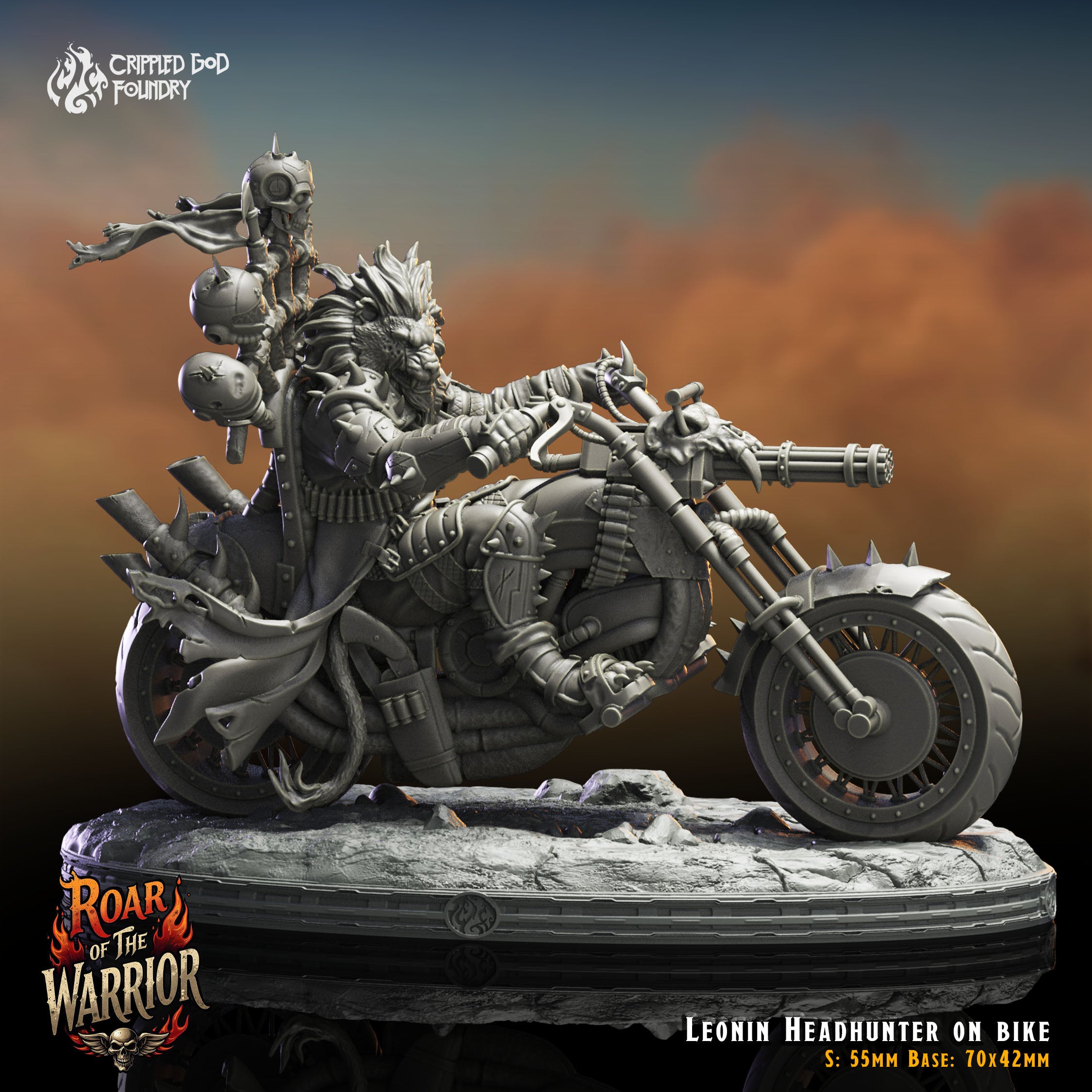 Leonin Head Hunter on Bike - aus der Reihe Roar of the Warrior von Crippled God Foundry