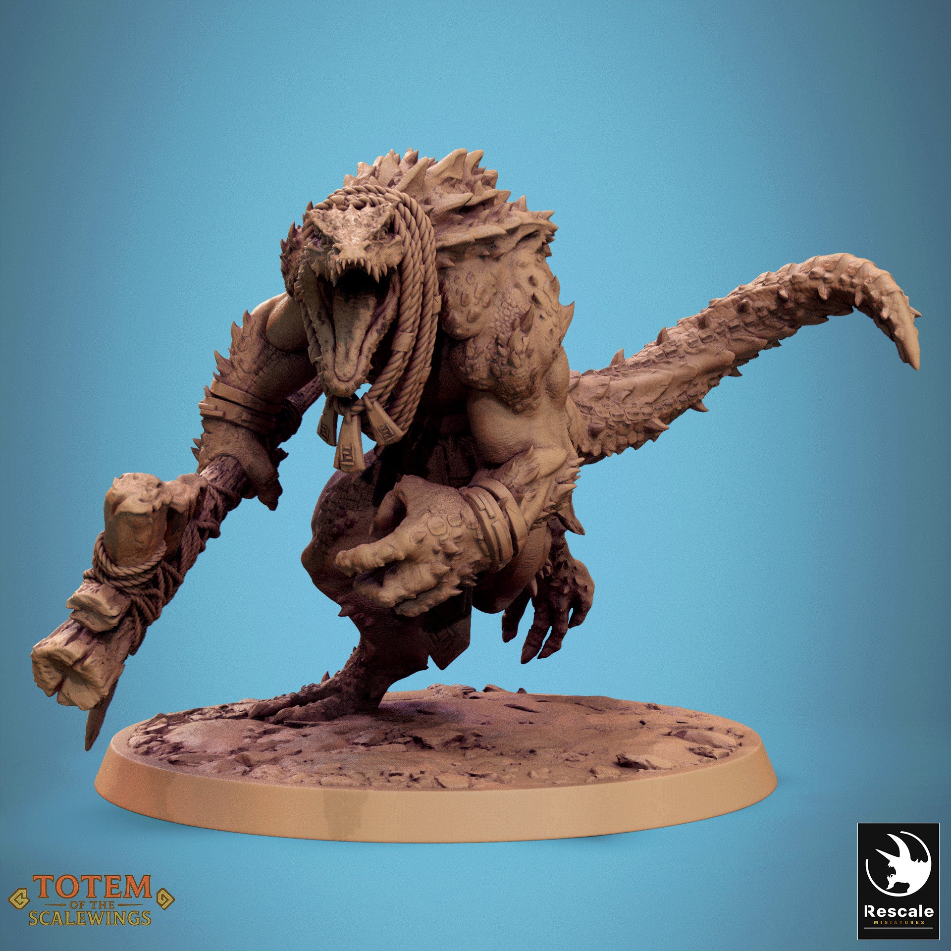 Lizardman Champion - aus der Reihe Totem of the Scalewings von Rescale Miniatures