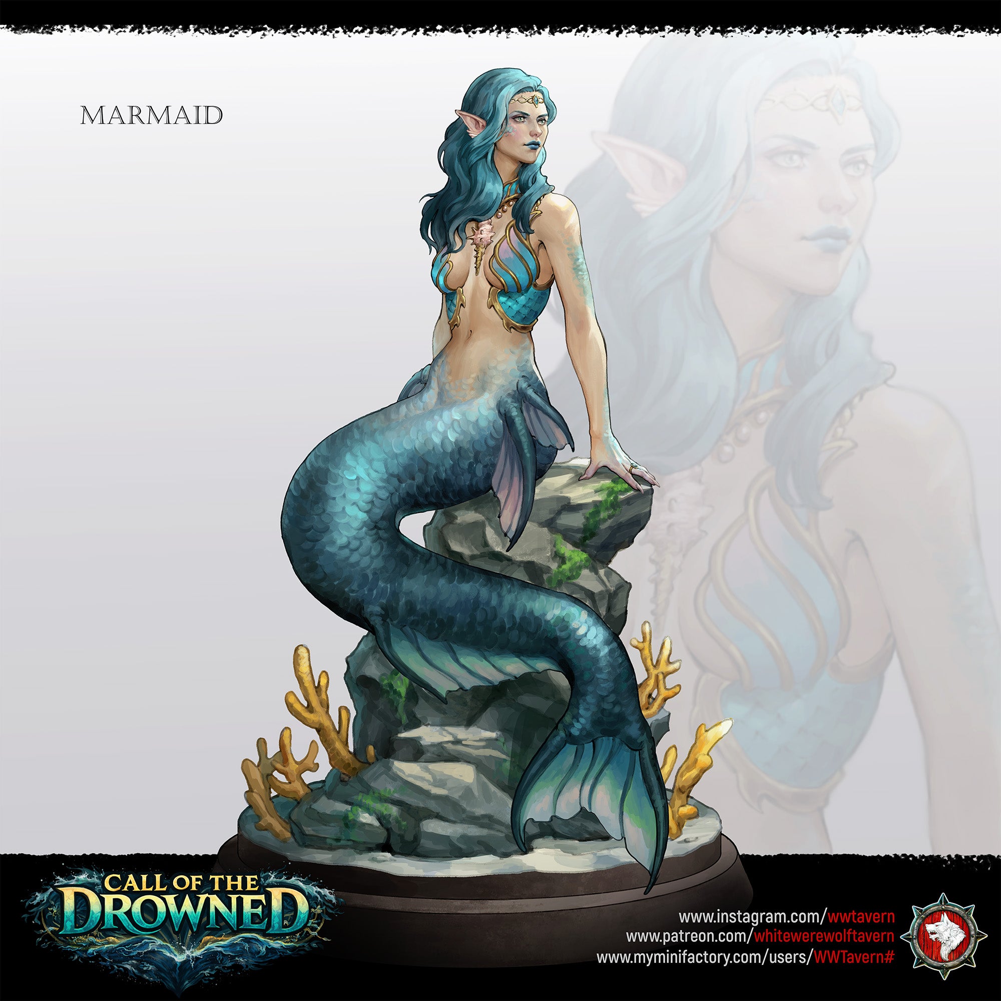 Mermaid Bust - Call of the Drowned - White Werewolf Tavern