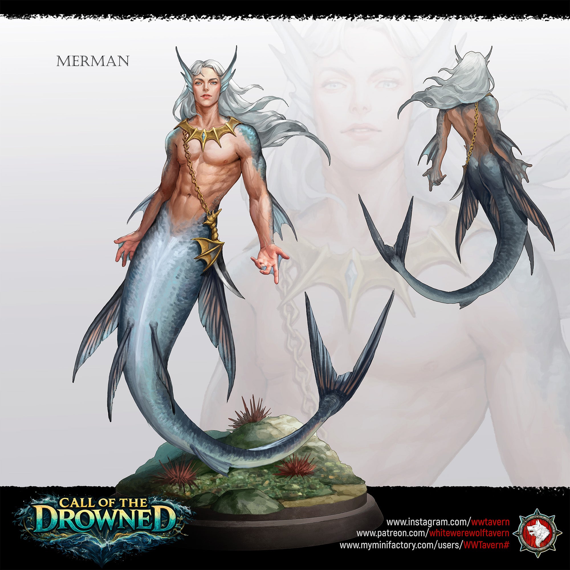Merman Bust - Call of the Drowned - White Werewolf Tavern