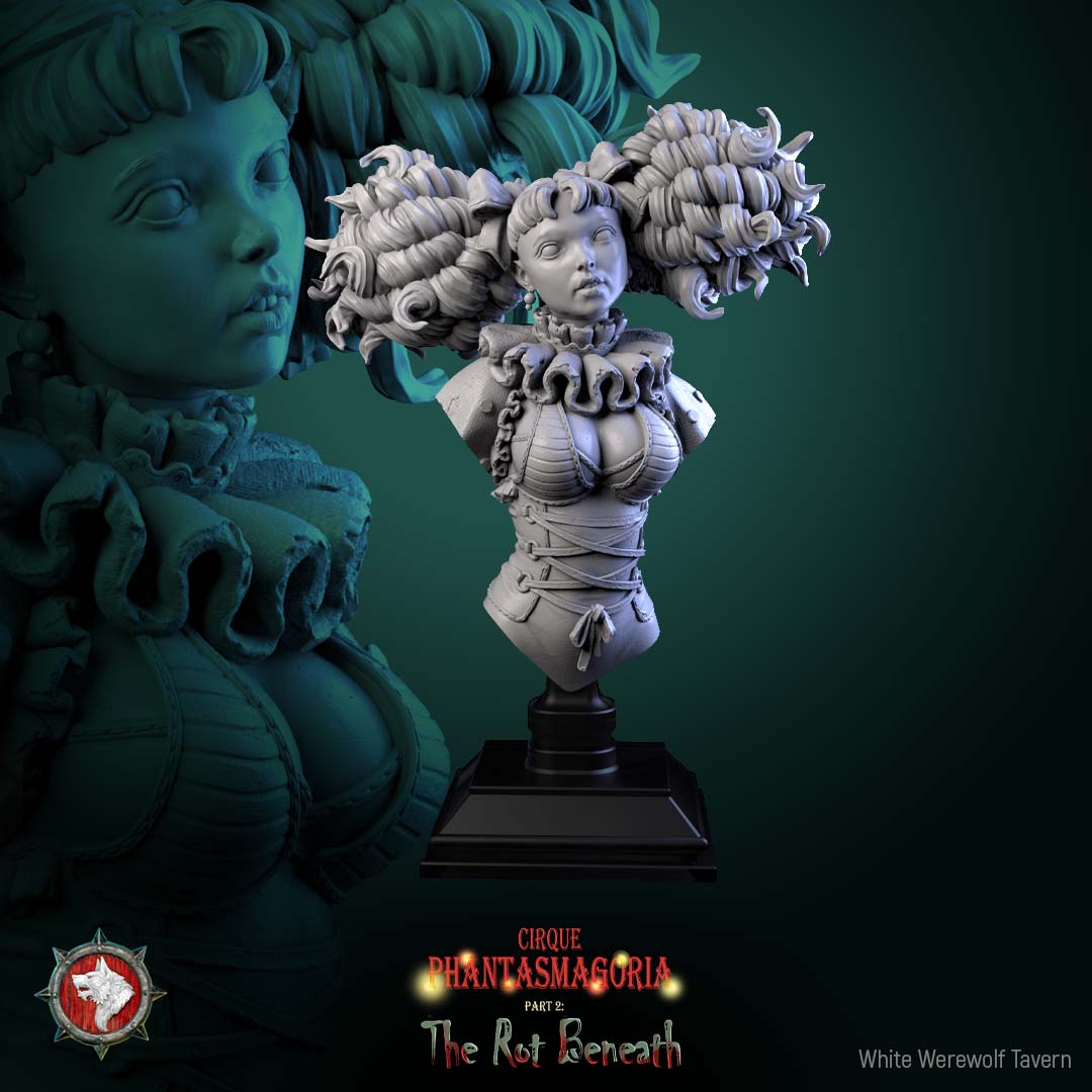 Madame Pachadora Bust with Base - from the series Cirque Phantasmagoria 1 - White Werewolf Tavern