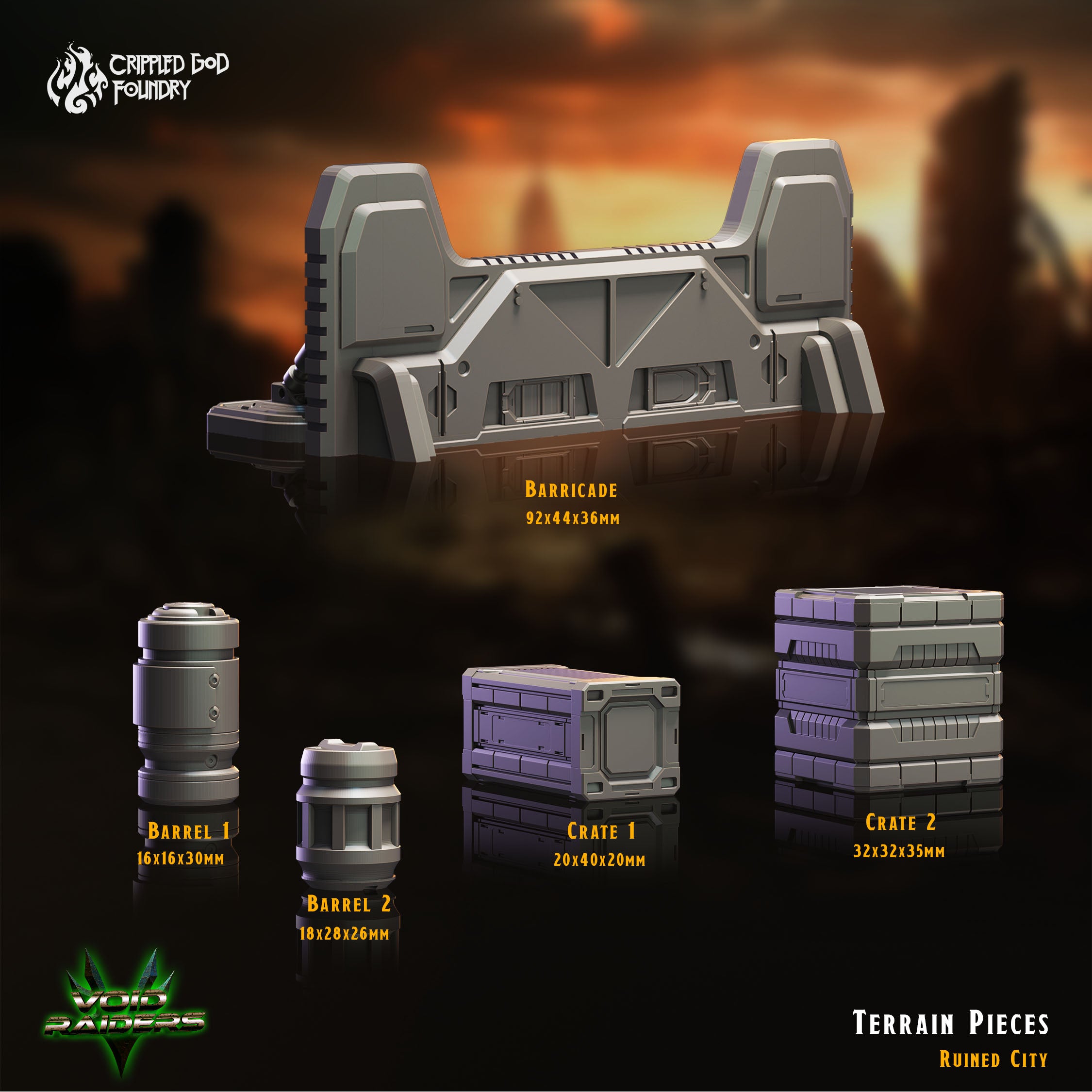 Ruined City Terrain Pieces - aus der Reihe Void Raiders von Crippled God Foundry