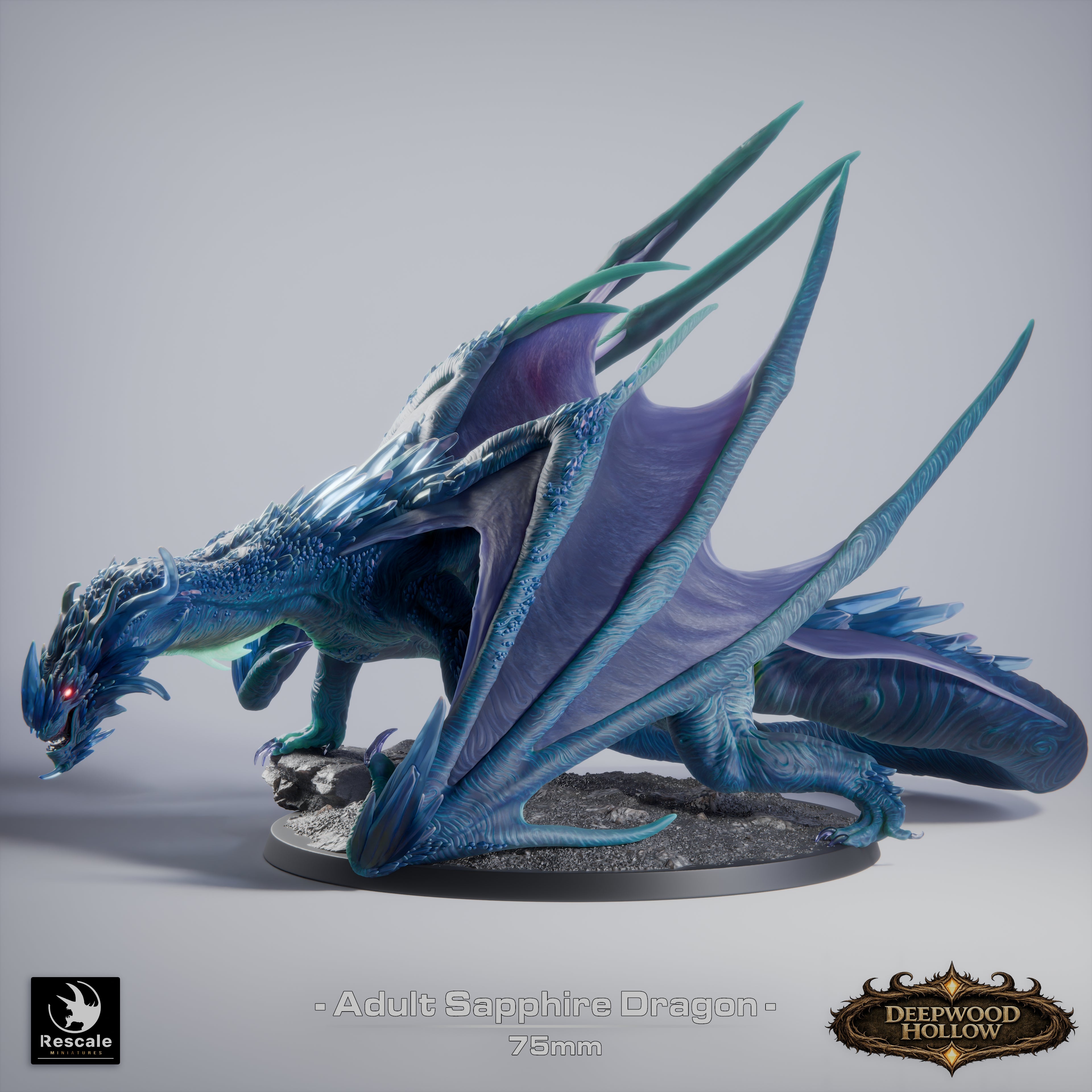 Sapphire Dragon Adult - Deepwood Hollow - Rescale Miniatures