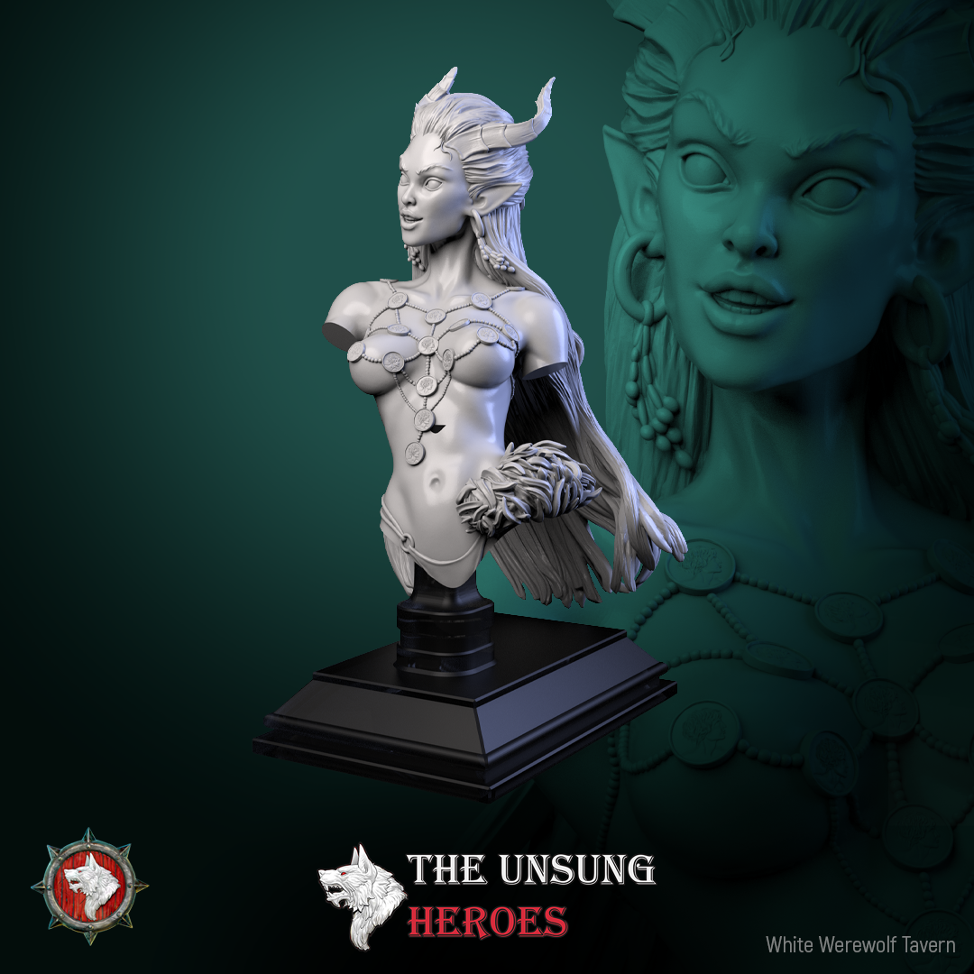Madame Pachadora Bust with Base - from the series Cirque Phantasmagoria 1 - White Werewolf Tavern