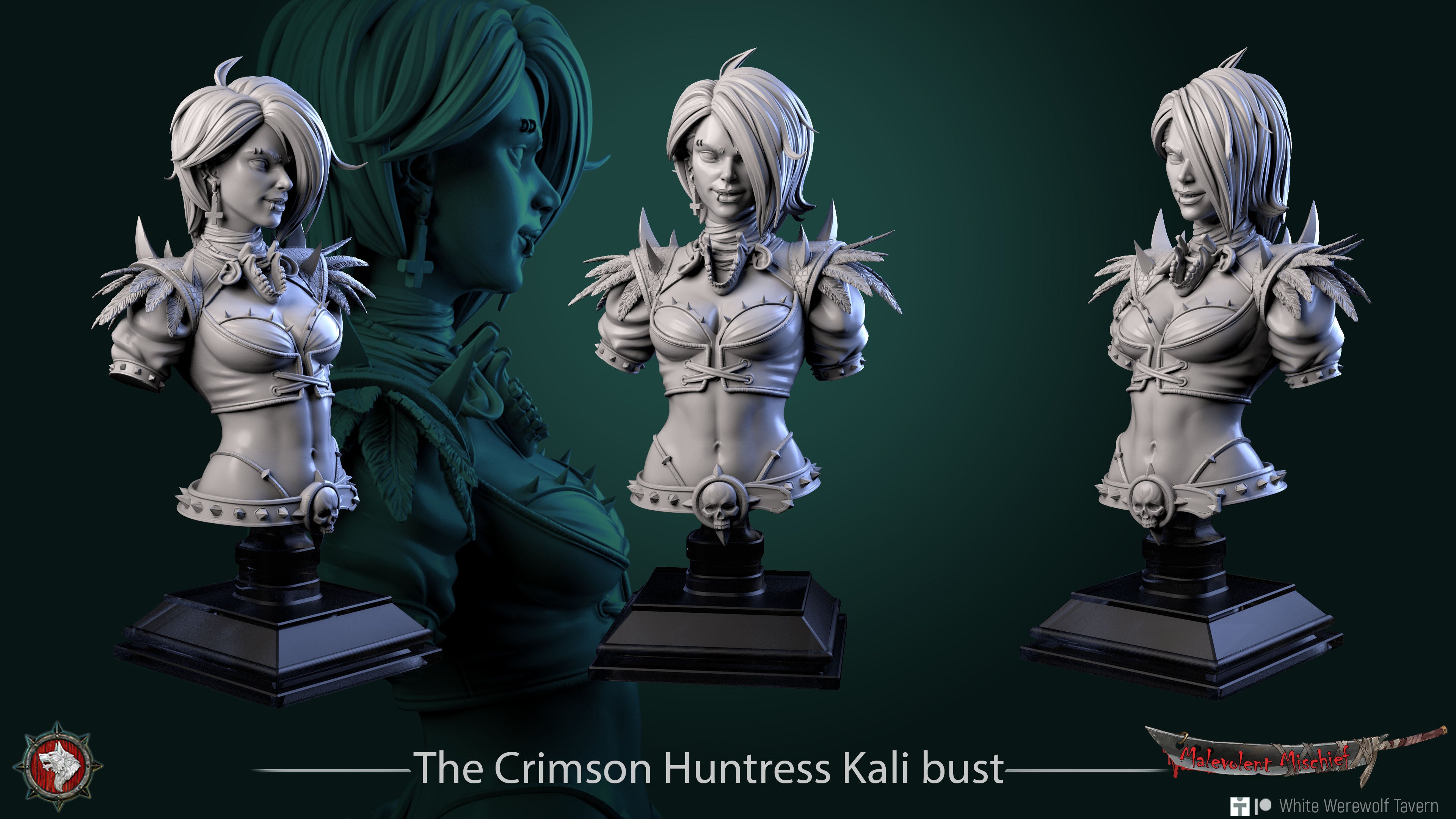 The Crimson Huntress Kali - Bust aus der Reihe Malevolent Mischief von White Werewolf Tavern