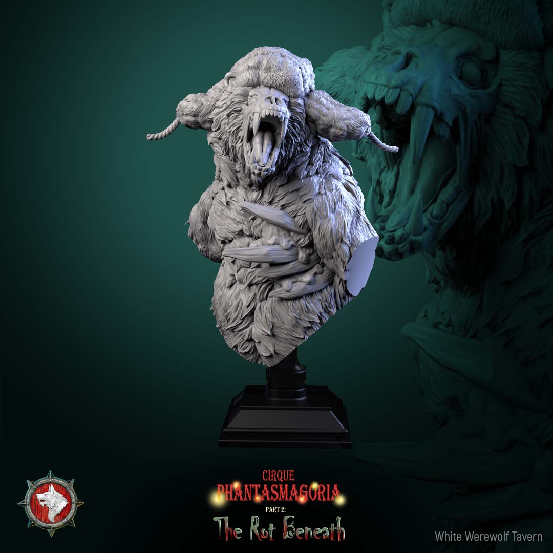 Madame Pachadora Bust with Base - from the series Cirque Phantasmagoria 1 - White Werewolf Tavern