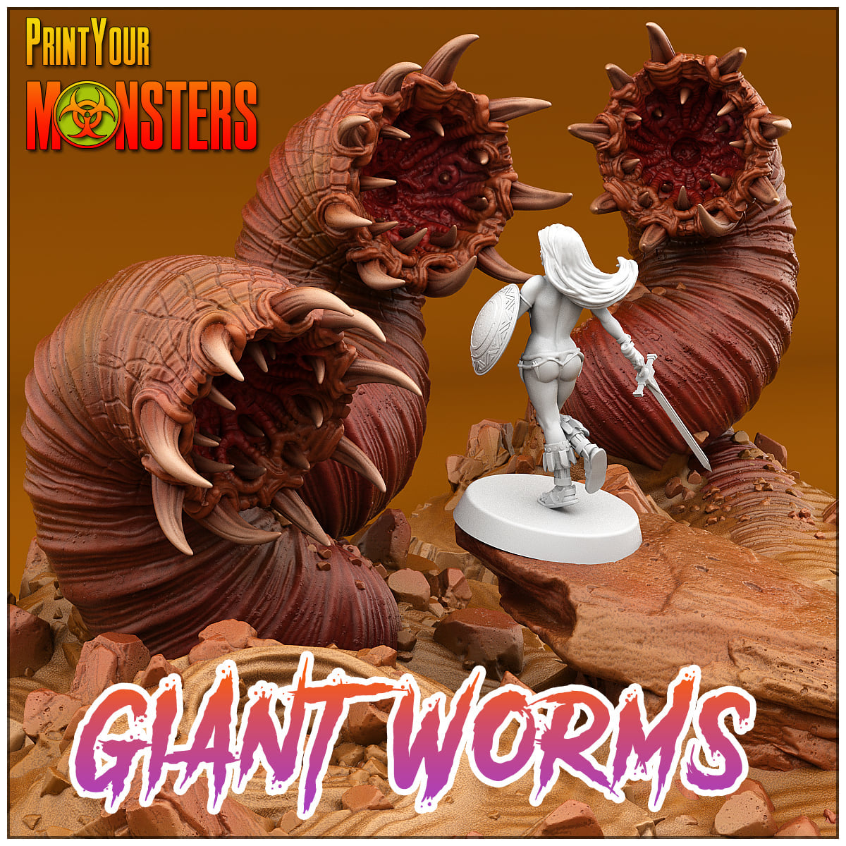 Desert Terrains - Desert Worms Pack - Print Your Monsters