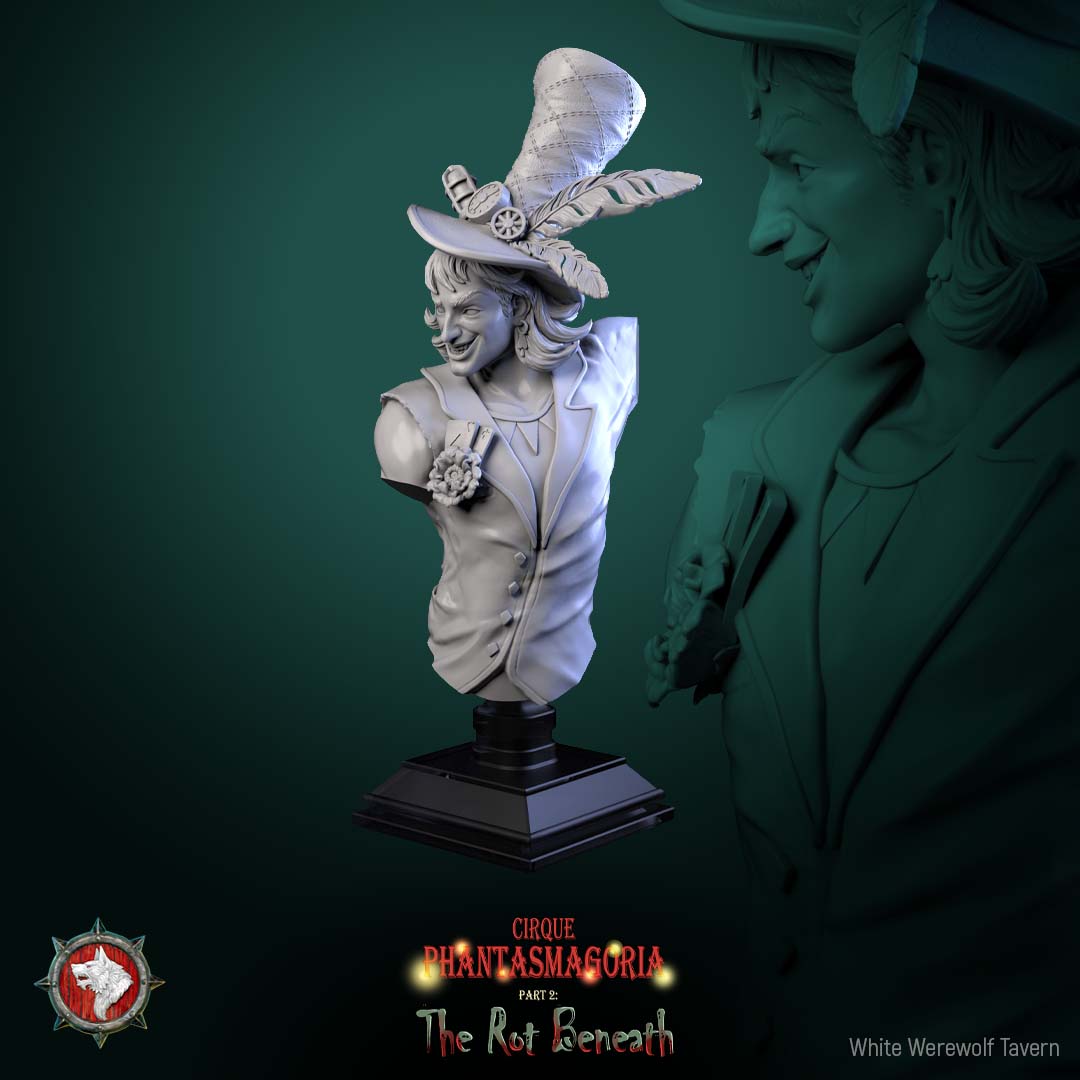 Madame Pachadora Bust with Base - from the series Cirque Phantasmagoria 1 - White Werewolf Tavern