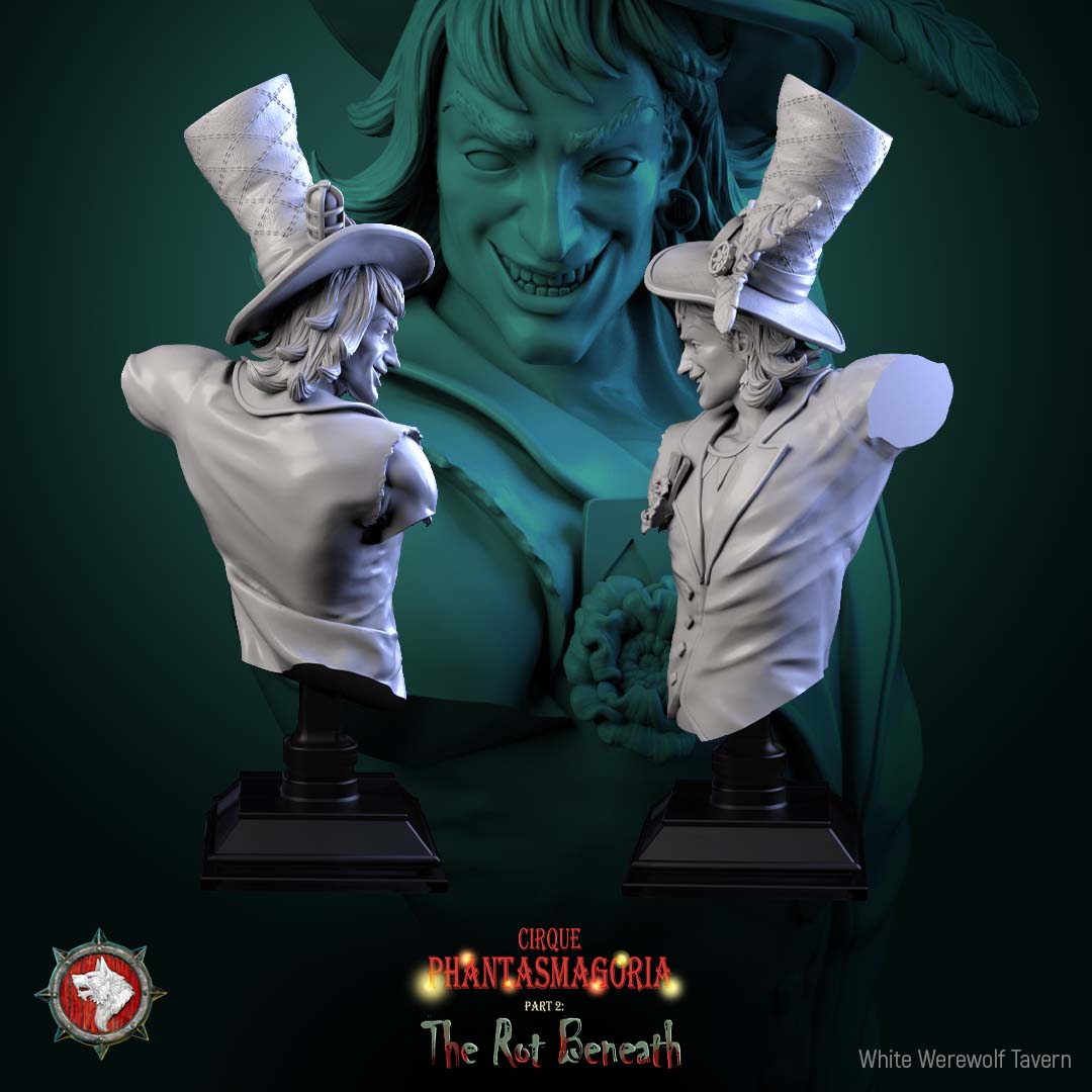 Buste de Madame Pachadora avec socle - de la série Cirque Phantasmagoria 1 - Taverne du Loup-Garou Blanc